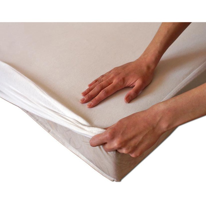 Защитен чаршаф, Darymex, Памук/Полиестер/Полиуретан, 80x200см, Бял