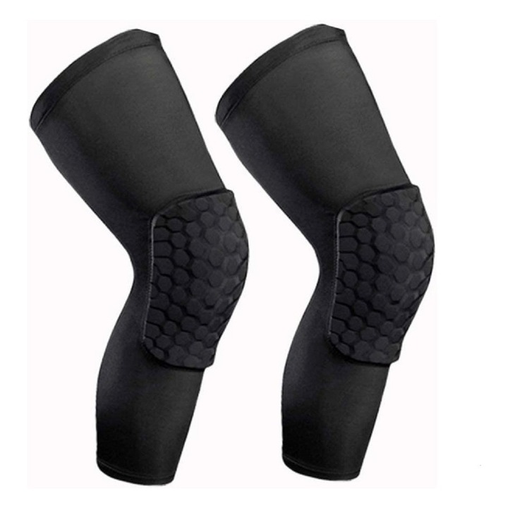 Set 2 Genunchiere Elastice cu Tampon de Protectie Luxer, Unisex, Negru