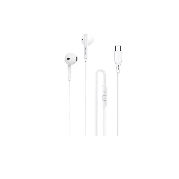 Fülbe helyezhető audio fülhallgató Type-C mikrofonnal, fehér
