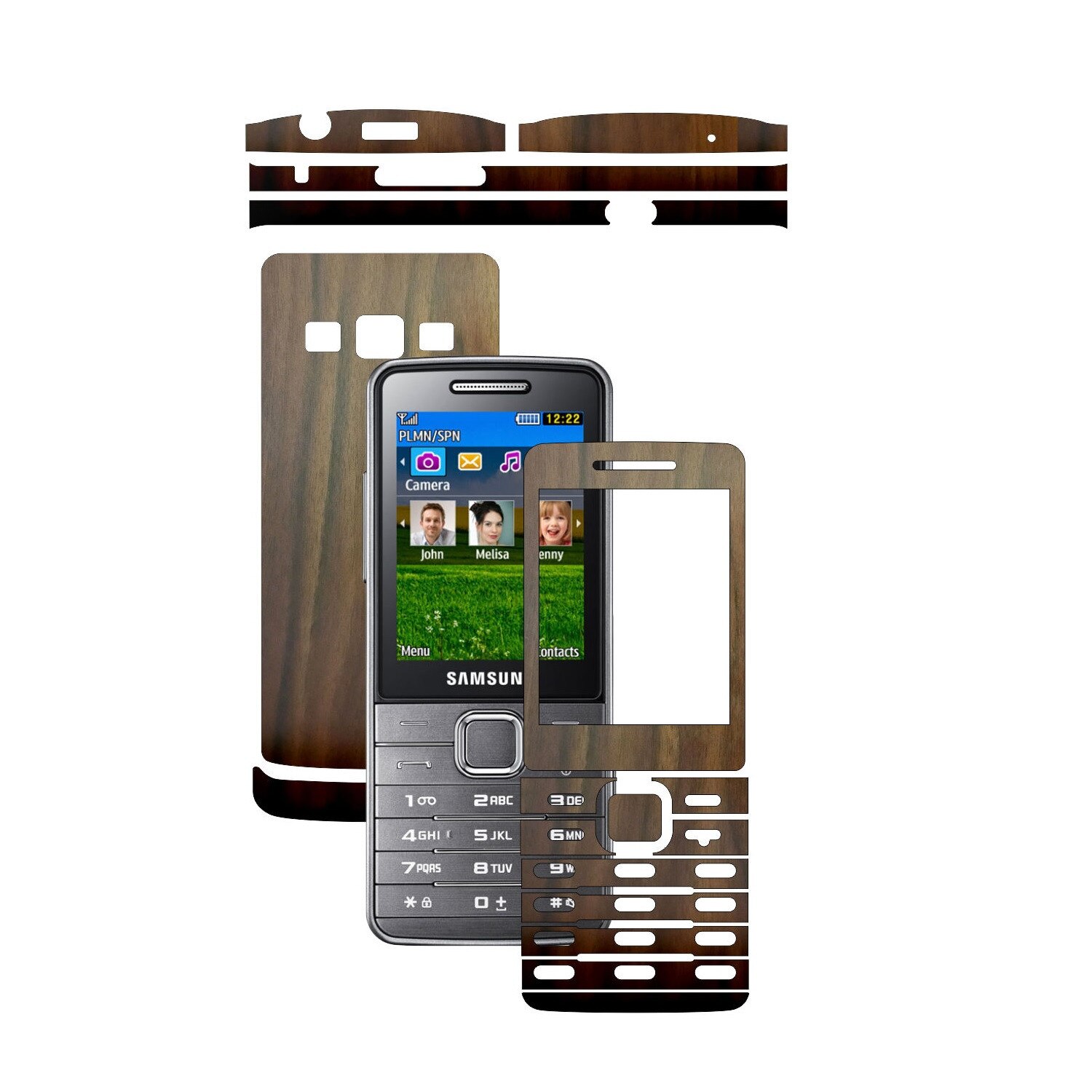 Folie de protectie Carbon Skinz, Husa de tip Skin Adeziv pentru Carcasa, Lemn Nuc Inchis dedicata Samsung Primo S 5610