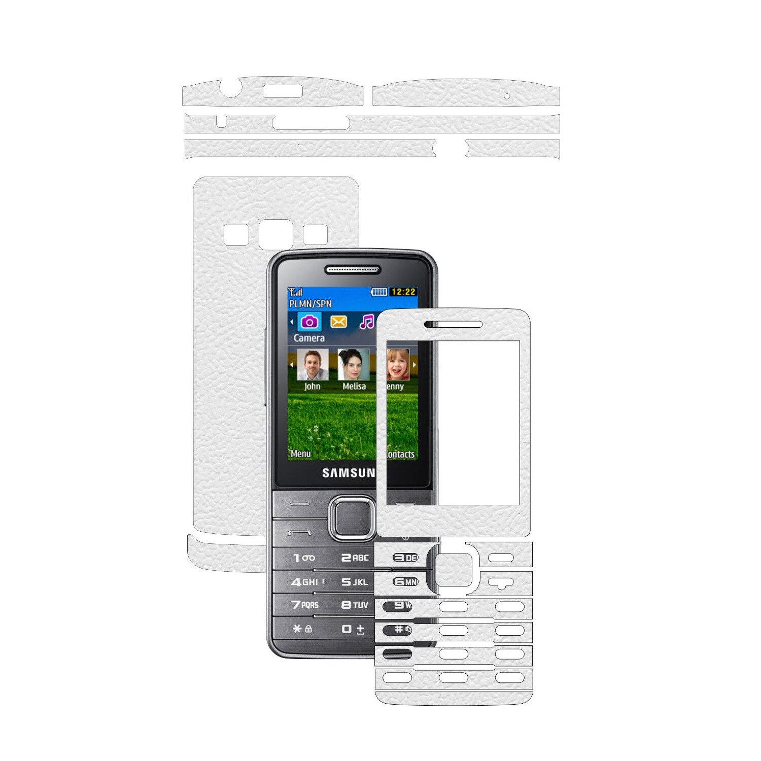 Folie de protectie Carbon Skinz, Husa de tip Skin Adeziv pentru Carcasa, Piele Alba dedicata Samsung Primo S 5610