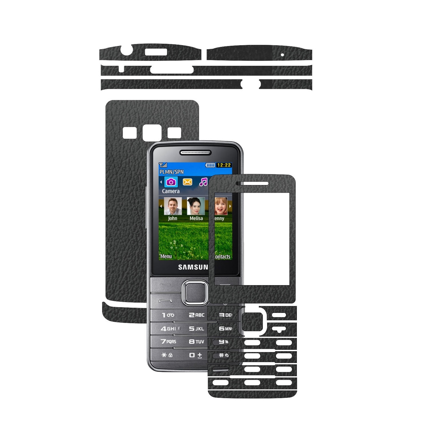 Folie de protectie Carbon Skinz, Husa de tip Skin Adeziv pentru Carcasa, Piele Neagra dedicata Samsung Primo S 5610