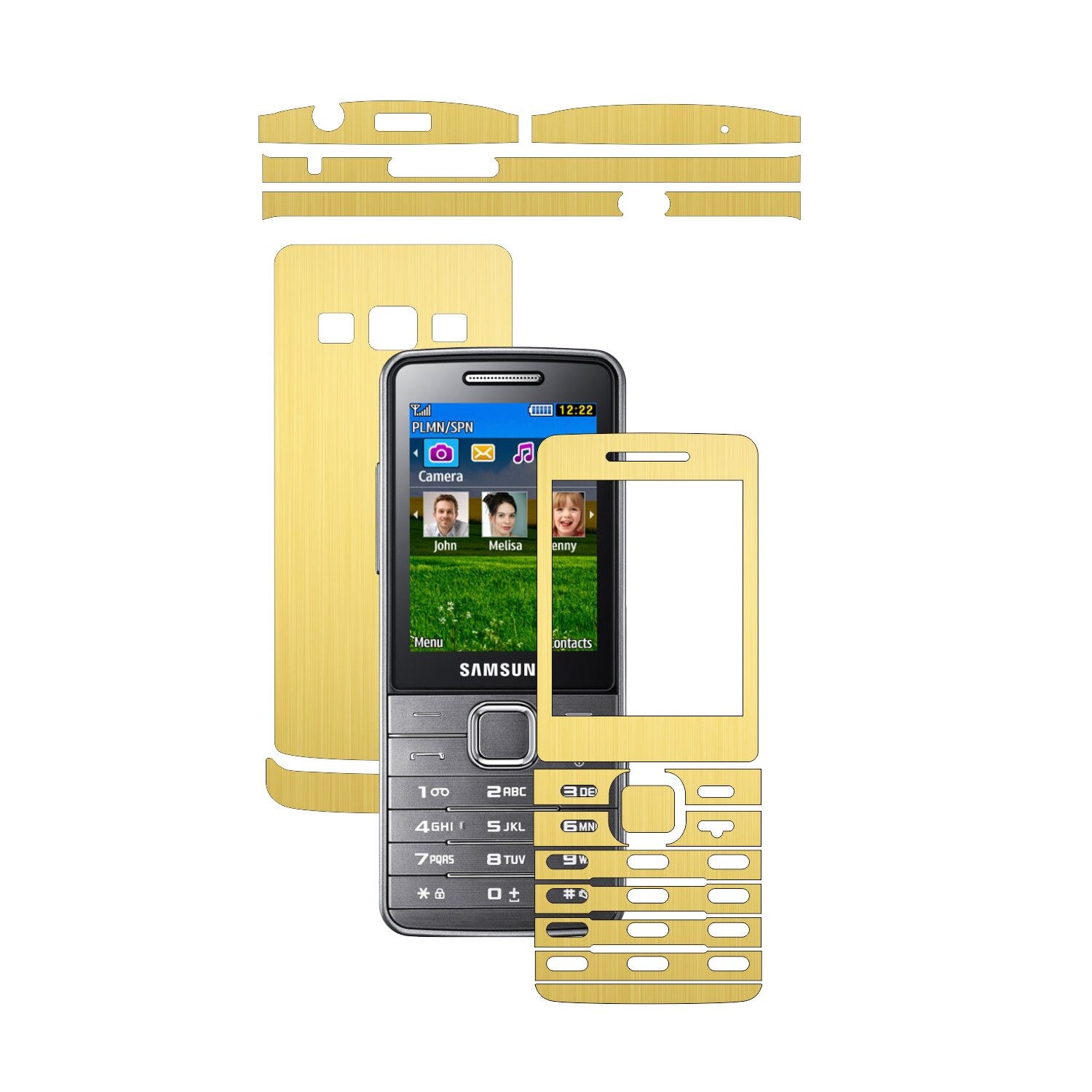 Folie de protectie Carbon Skinz, Husa de tip Skin Adeziv pentru Carcasa, Brushed Auriu dedicata Samsung Primo S 5610