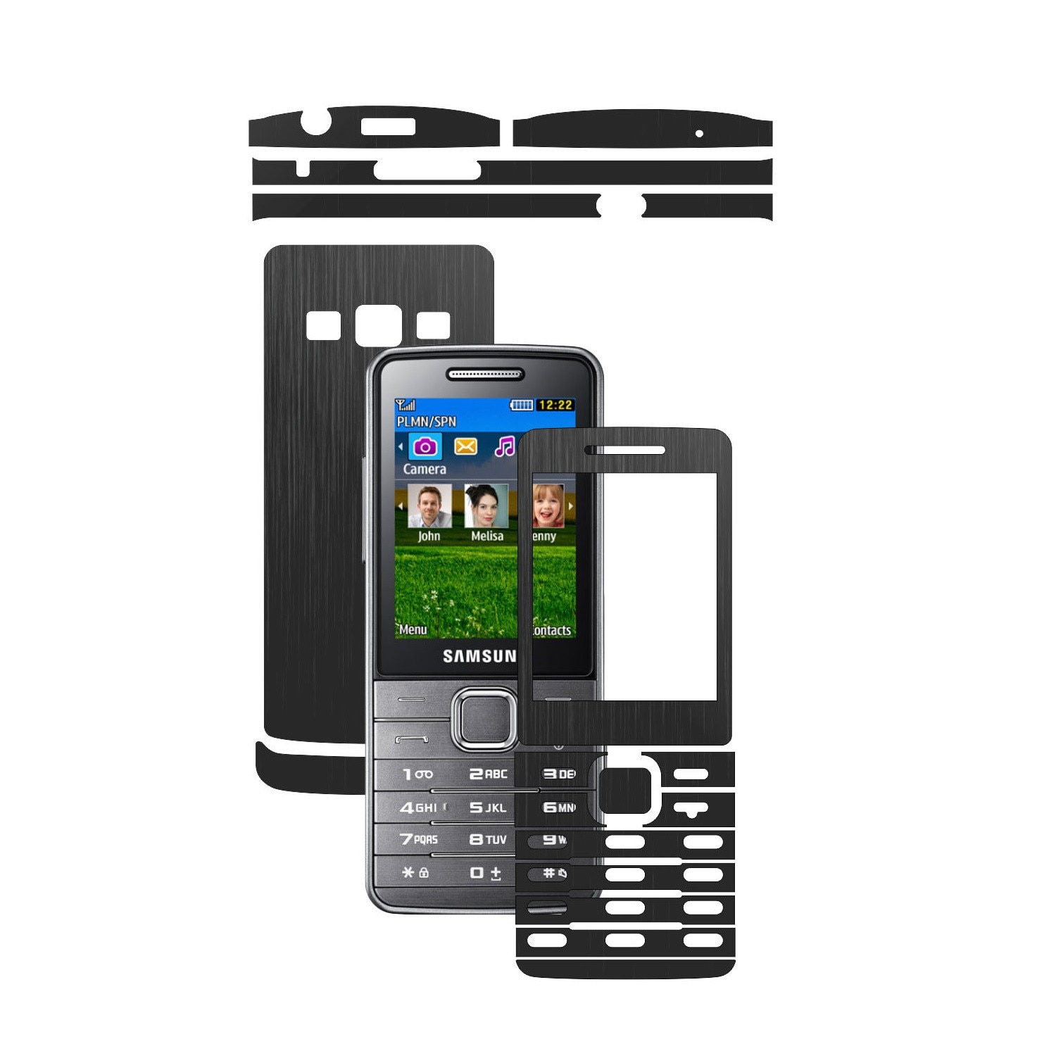 Folie de protectie Carbon Skinz, Husa de tip Skin Adeziv pentru Carcasa, Brushed Negru dedicata Samsung Primo S 5610