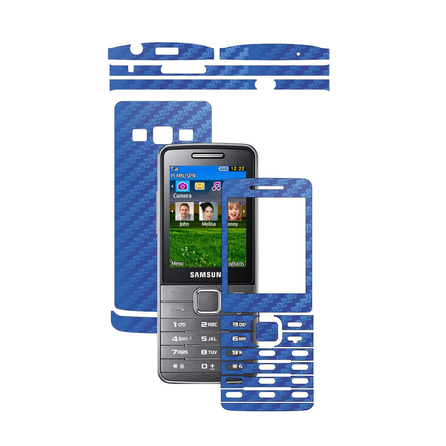 Folie de protectie Carbon Skinz, Husa de tip Skin Adeziv pentru Carcasa, Carbon Albastru dedicata Samsung Primo S 5610