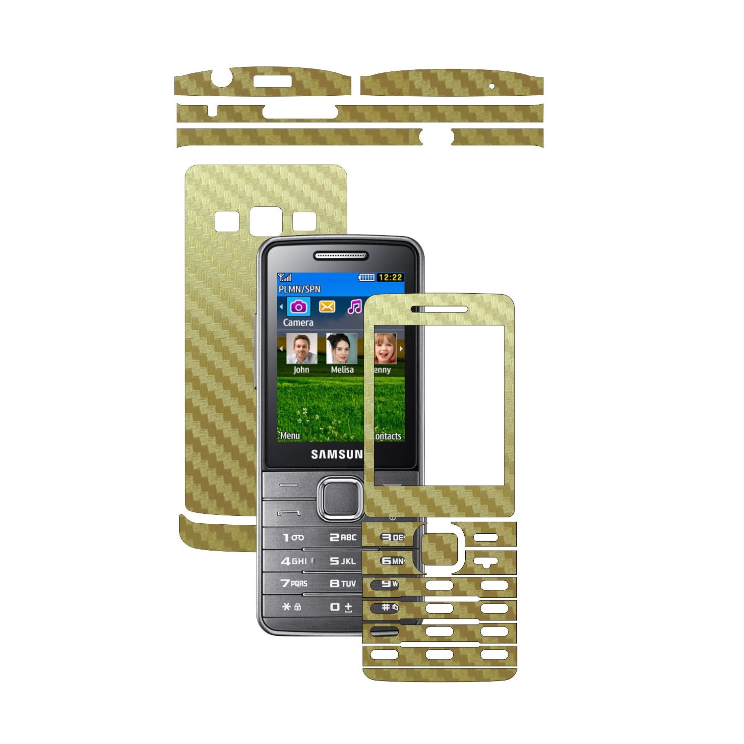 Folie de protectie Carbon Skinz, Husa de tip Skin Adeziv pentru Carcasa, Carbon Auriu dedicata Samsung Primo S 5610