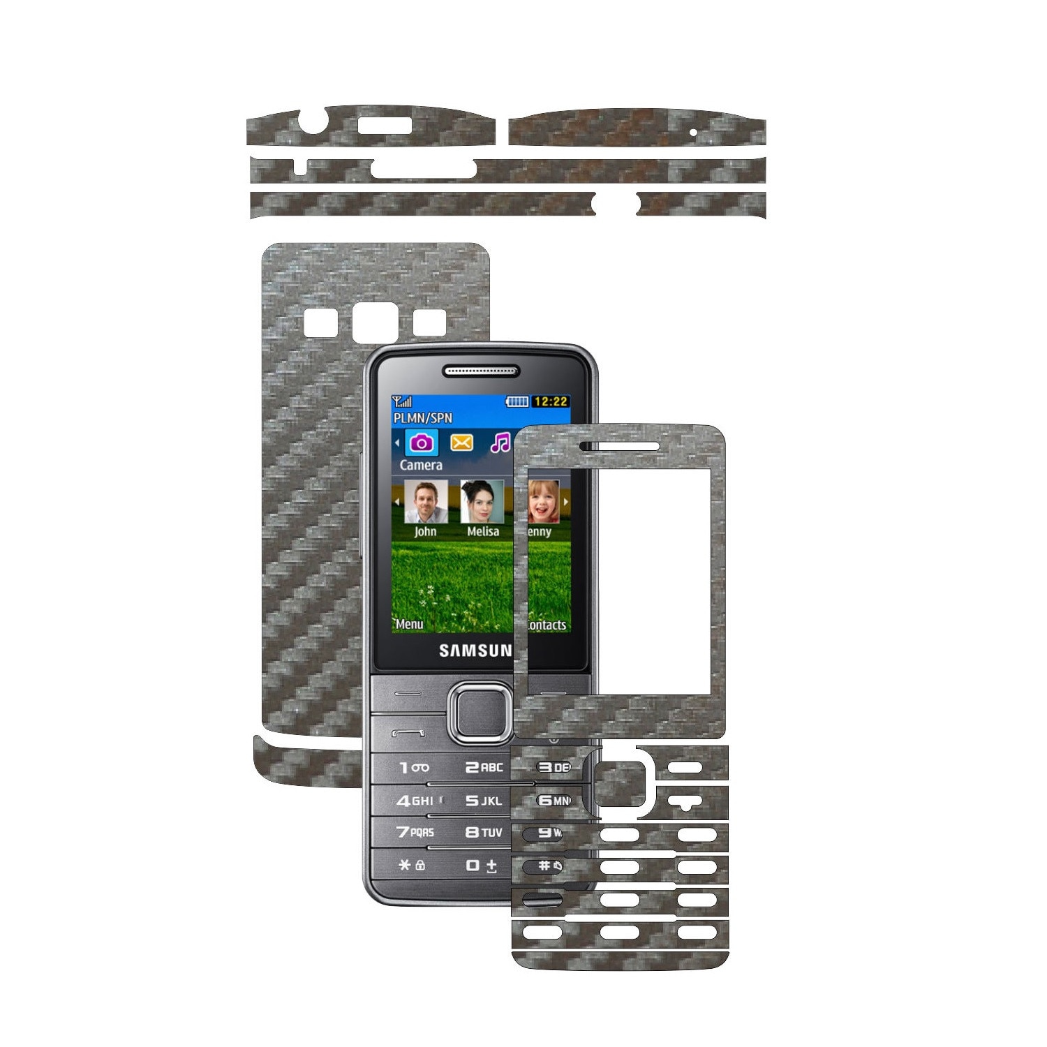 Folie de protectie Carbon Skinz, Husa de tip Skin Adeziv pentru Carcasa, Carbon Gri Argintiu dedicata Samsung Primo S 5610