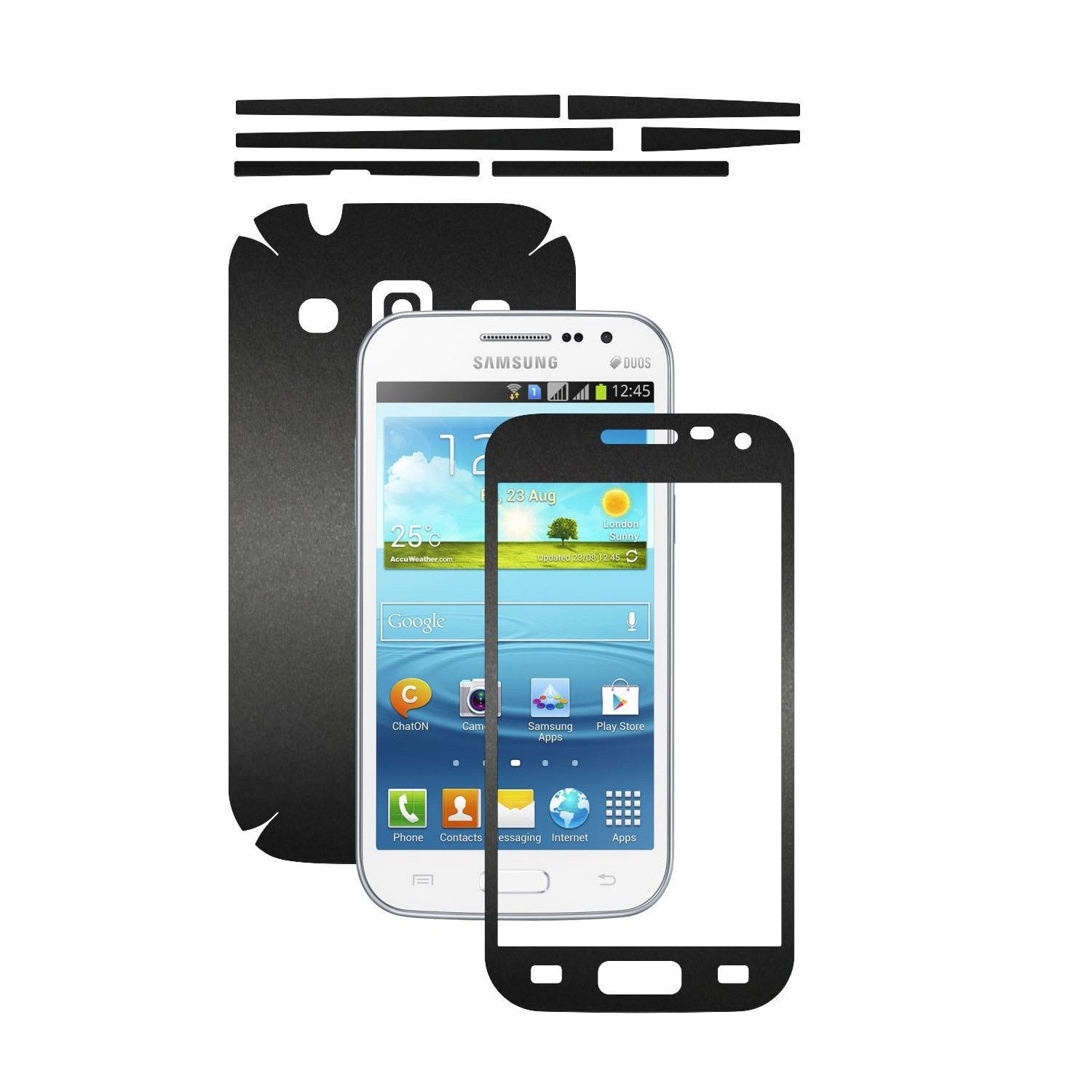 Folie de protectie Carbon Skinz, Husa de tip Skin Adeziv pentru Carcasa, Negru Mat dedicata Samsung Galaxy Win