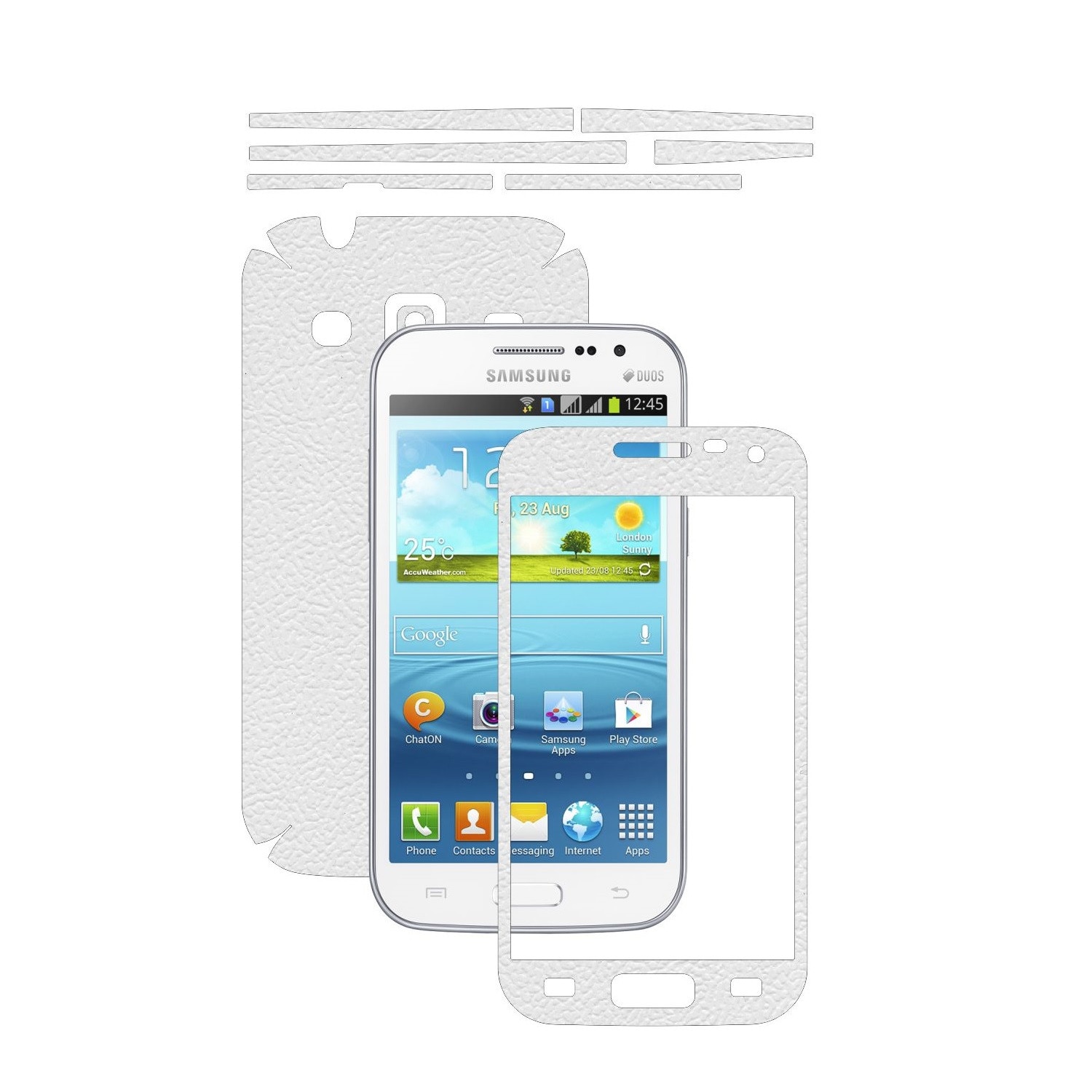Folie de protectie Carbon Skinz, Husa de tip Skin Adeziv pentru Carcasa, Piele Alba dedicata Samsung Galaxy Win