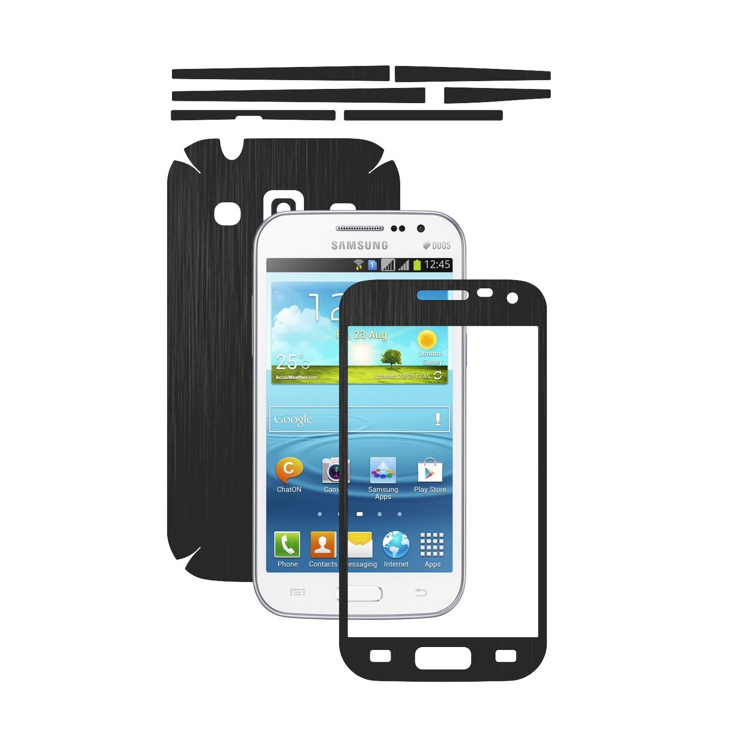 Folie de protectie Carbon Skinz, Husa de tip Skin Adeziv pentru Carcasa, Brushed Negru dedicata Samsung Galaxy Win