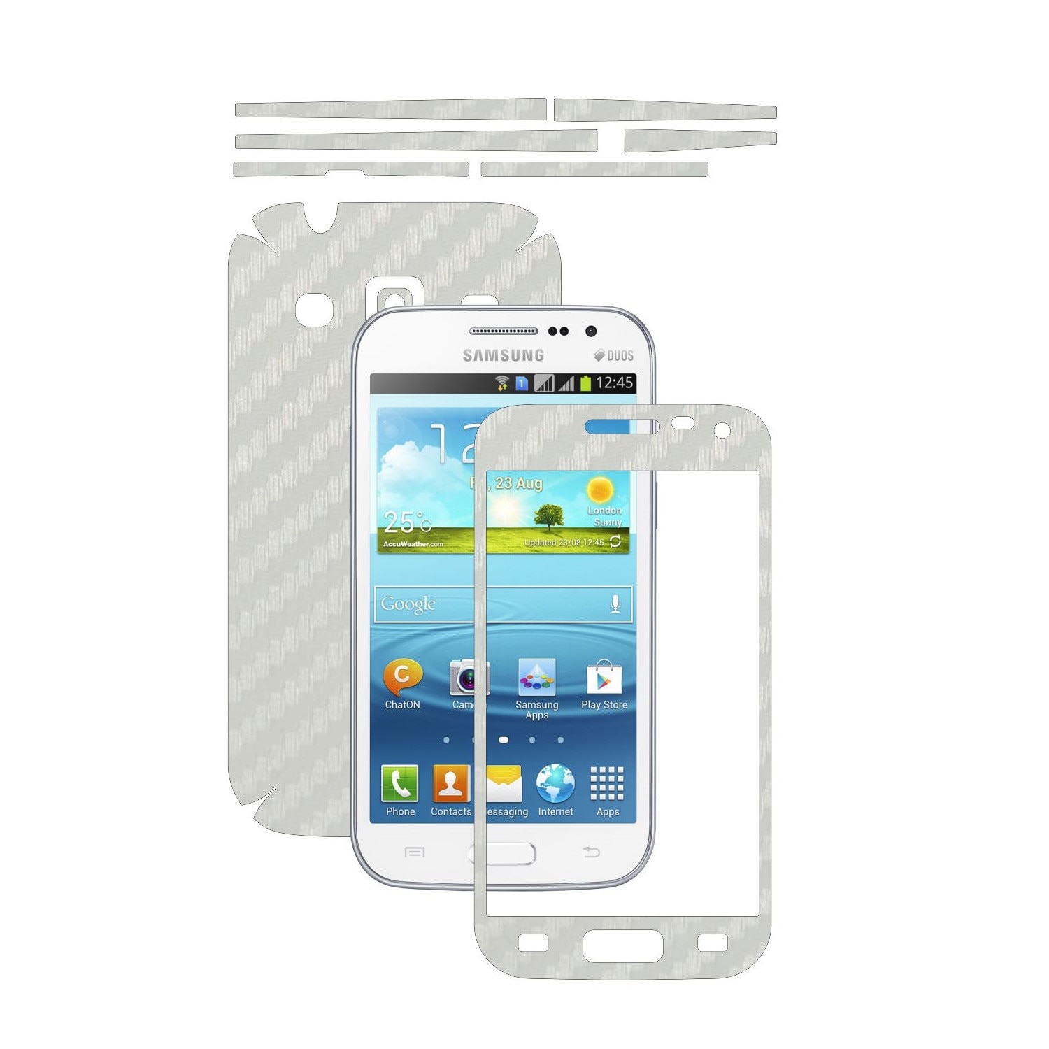 Folie de protectie Carbon Skinz, Husa de tip Skin Adeziv pentru Carcasa, Carbon Alb dedicata Samsung Galaxy Win