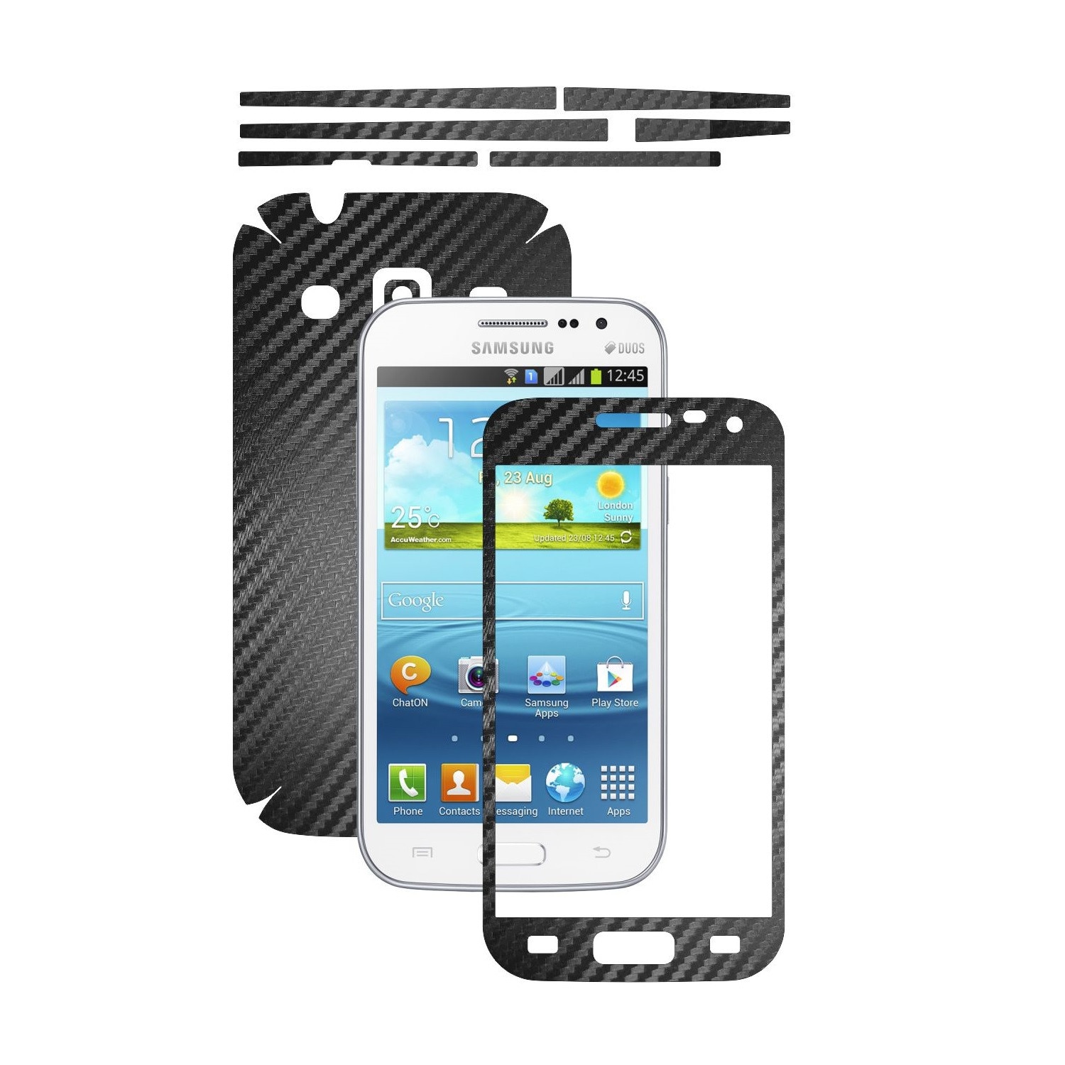 Folie de protectie Carbon Skinz, Husa de tip Skin Adeziv pentru Carcasa, Carbon Negru dedicata Samsung Galaxy Win