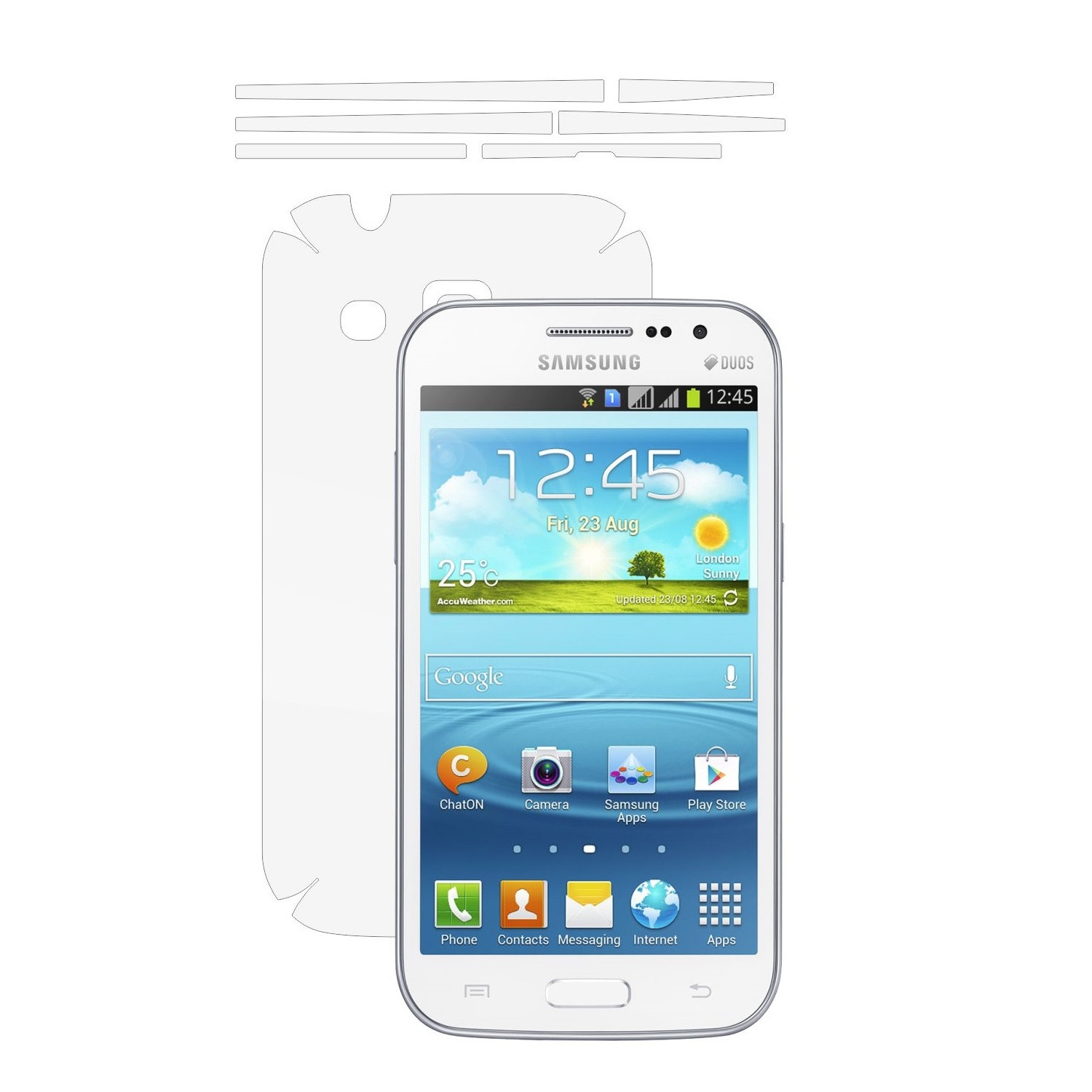 Folie Protectie Invisible Skinz Ultra-Clear HD, Husa Transparenta de tip Skin Adeziv pentru Carcasa si Laterale, dedicata Samsung Galaxy Win