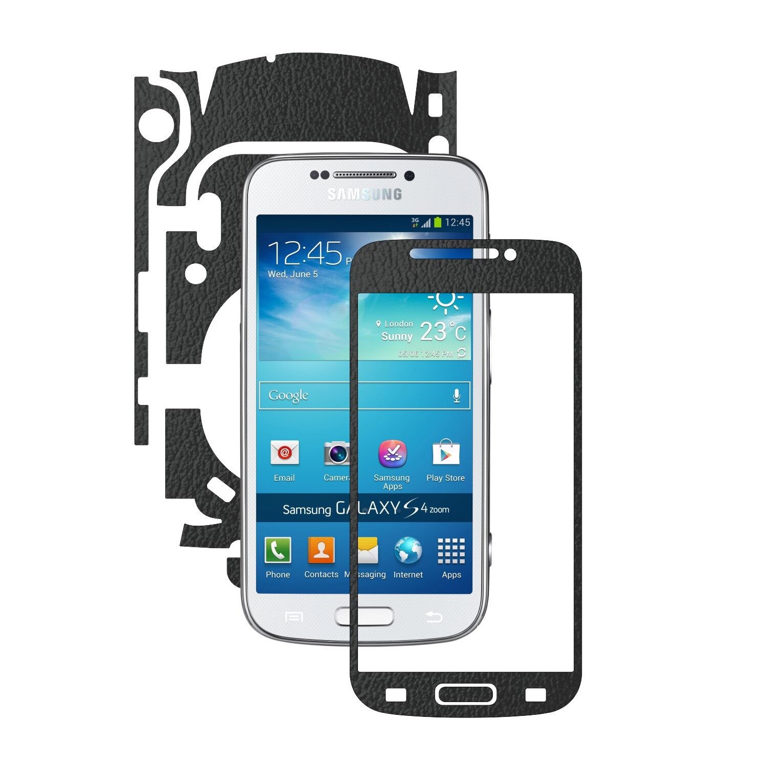 Folie de protectie Carbon Skinz, Husa de tip Skin Adeziv pentru Carcasa, Piele Neagra dedicata Samsung Galaxy S4 Zoom