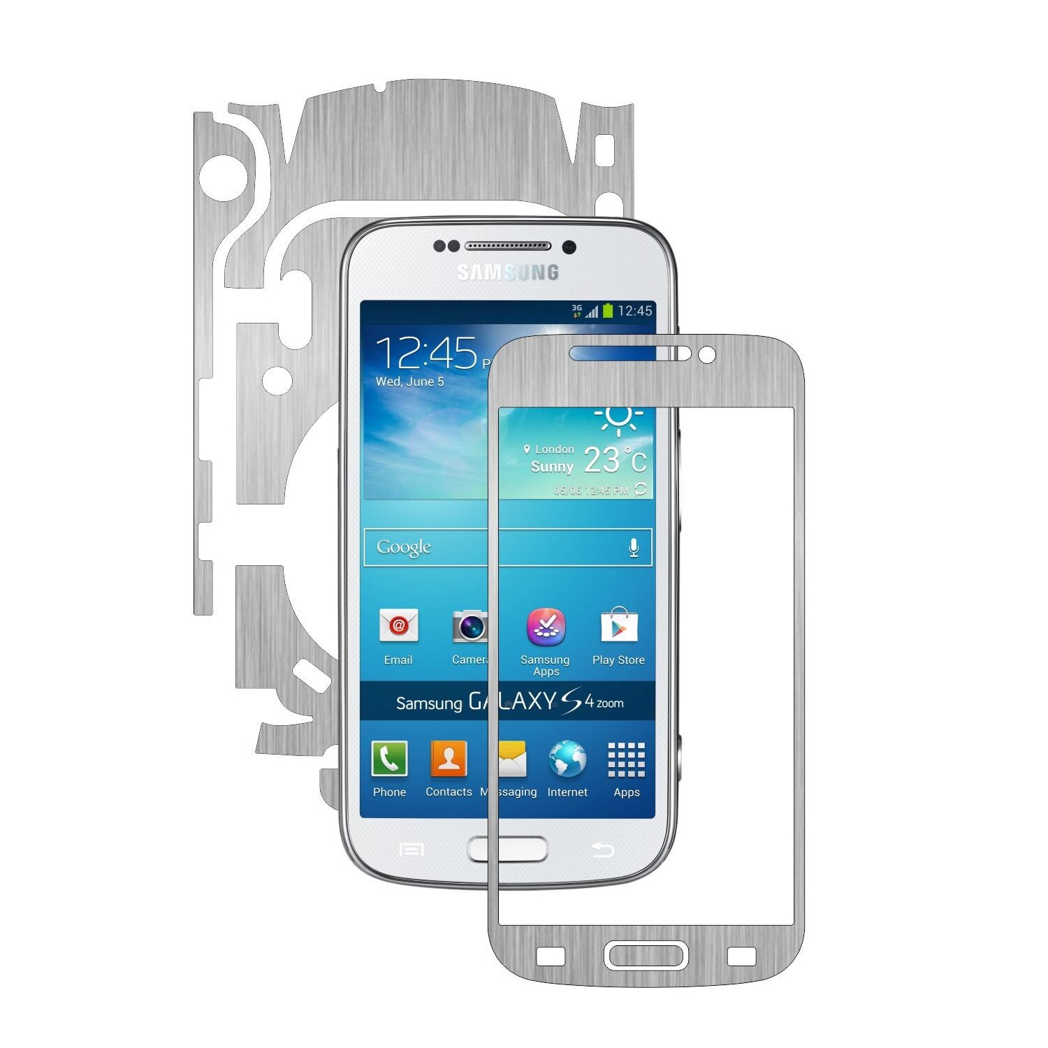 Folie de protectie Carbon Skinz, Husa de tip Skin Adeziv pentru Carcasa, Brushed Argintiu dedicata Samsung Galaxy S4 Zoom