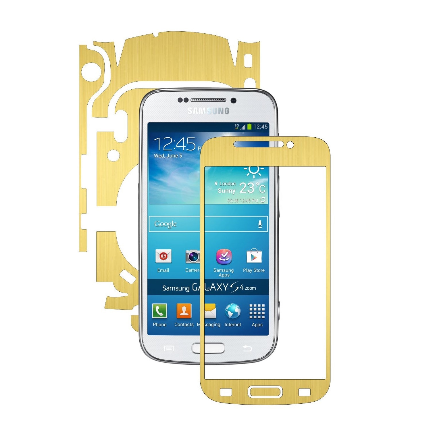 Folie de protectie Carbon Skinz, Husa de tip Skin Adeziv pentru Carcasa, Brushed Auriu dedicata Samsung Galaxy S4 Zoom