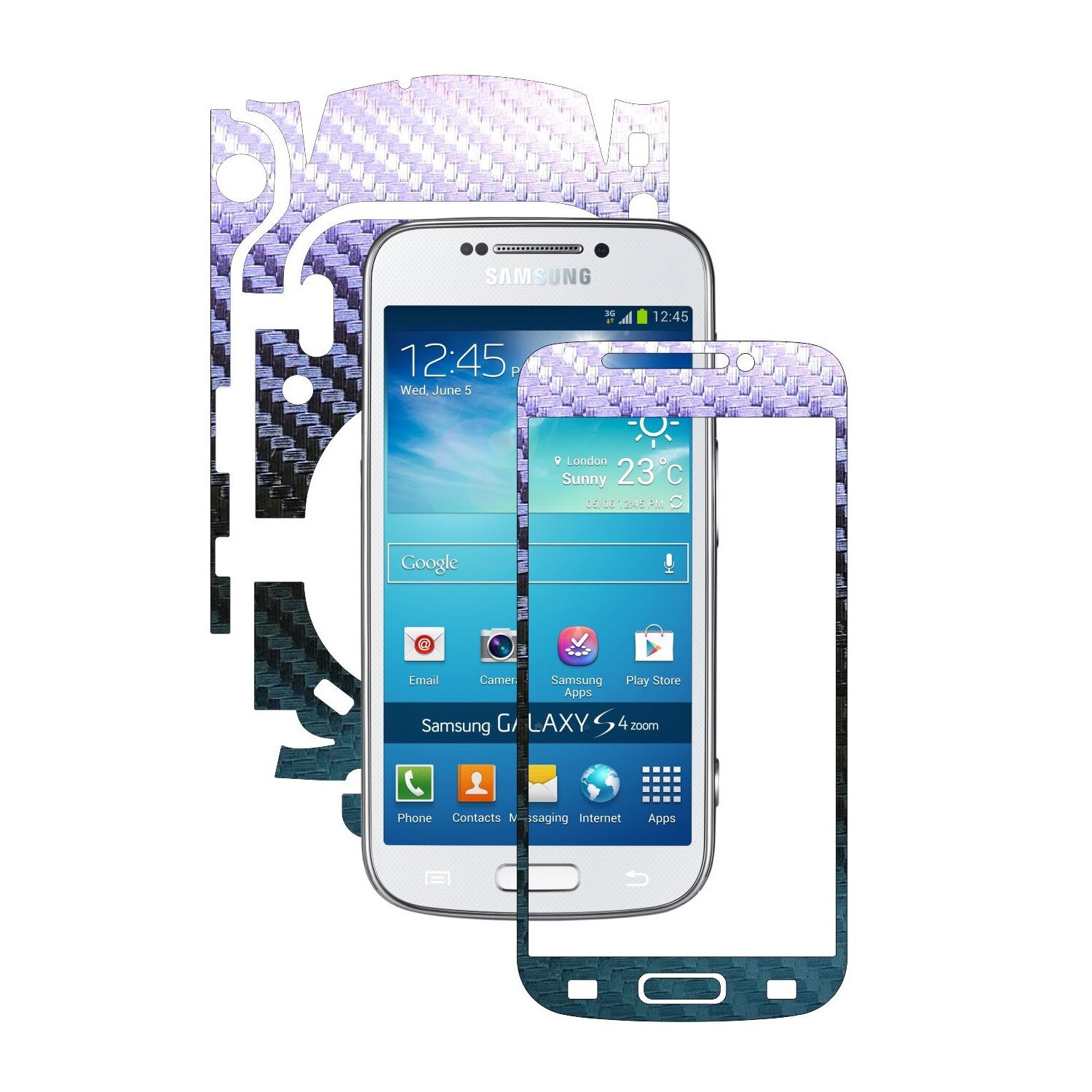 Folie de protectie Carbon Skinz, Husa de tip Skin Adeziv pentru Carcasa, Carbon Cameleon dedicata Samsung Galaxy S4 Zoom