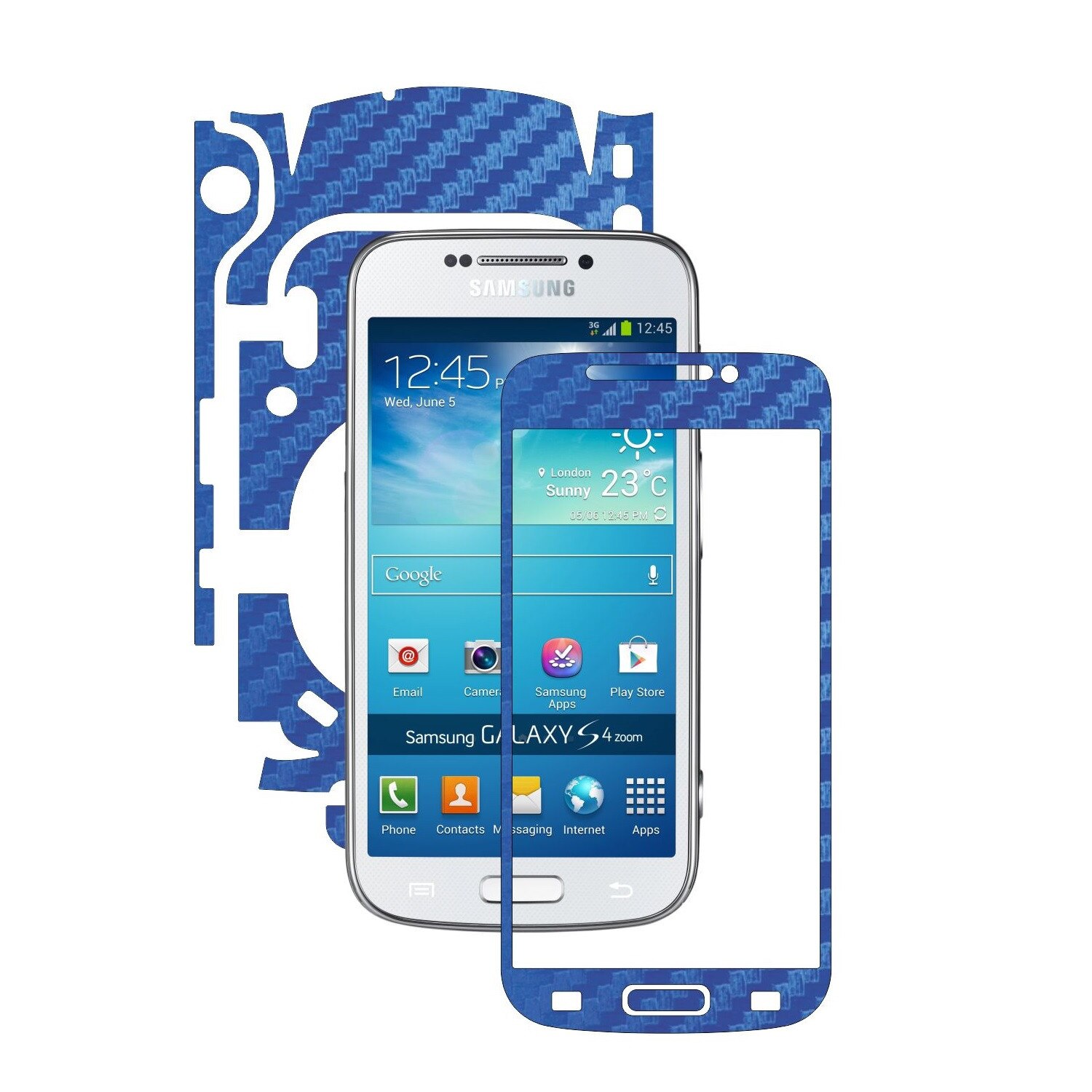 Folie de protectie Carbon Skinz, Husa de tip Skin Adeziv pentru Carcasa, Carbon Albastru dedicata Samsung Galaxy S4 Zoom