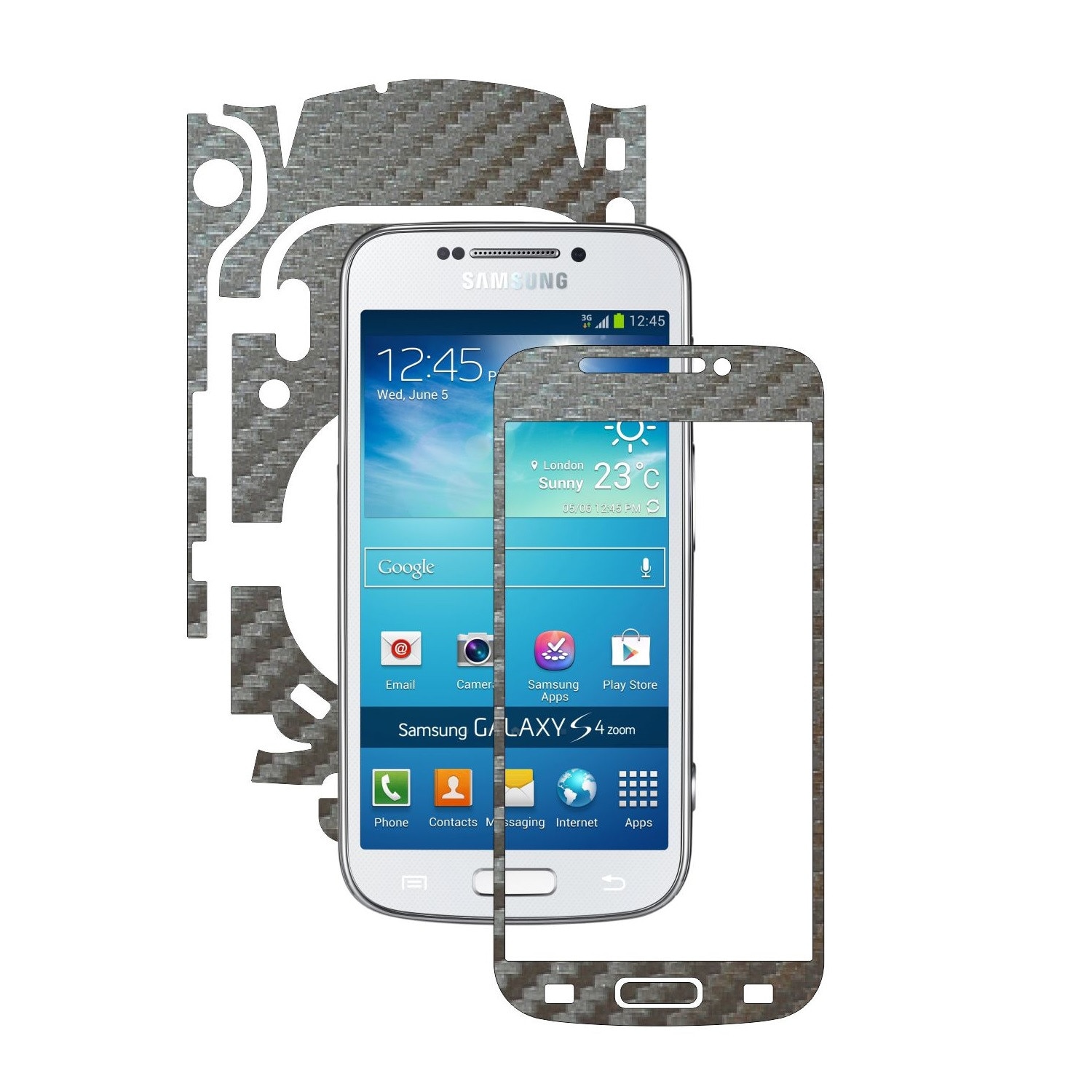 Folie de protectie Carbon Skinz, Husa de tip Skin Adeziv pentru Carcasa, Carbon Gri Argintiu dedicata Samsung Galaxy S4 Zoom