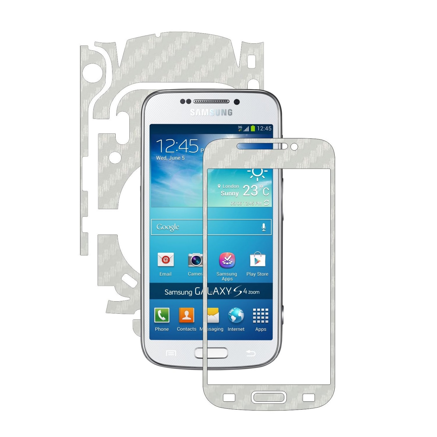 Folie de protectie Carbon Skinz, Husa de tip Skin Adeziv pentru Carcasa, Carbon Alb dedicata Samsung Galaxy S4 Zoom