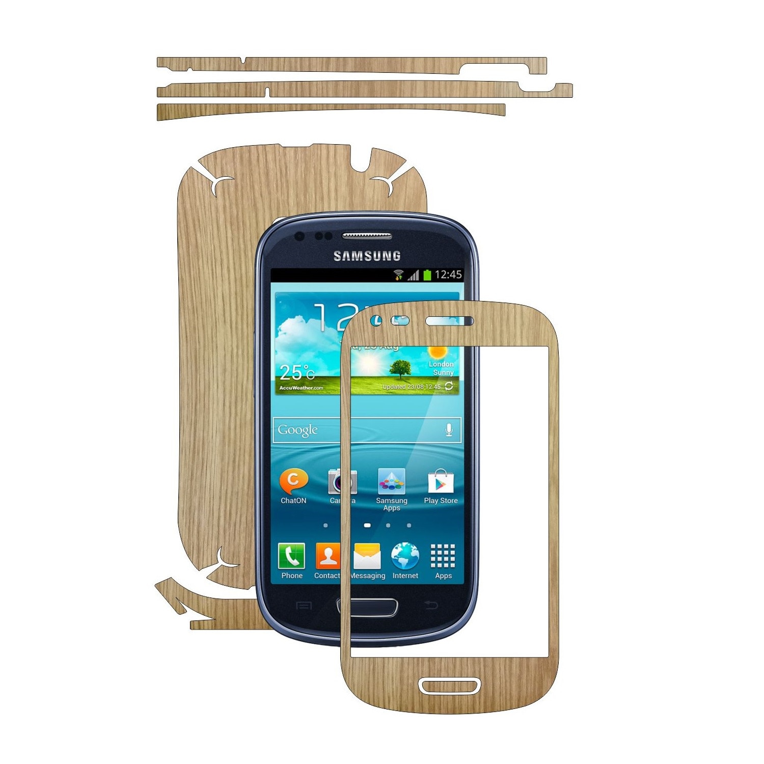 Folie de protectie Carbon Skinz, Husa de tip Skin Adeziv pentru Carcasa, Lemn Stejar dedicata Samsung Galaxy S3 Mini