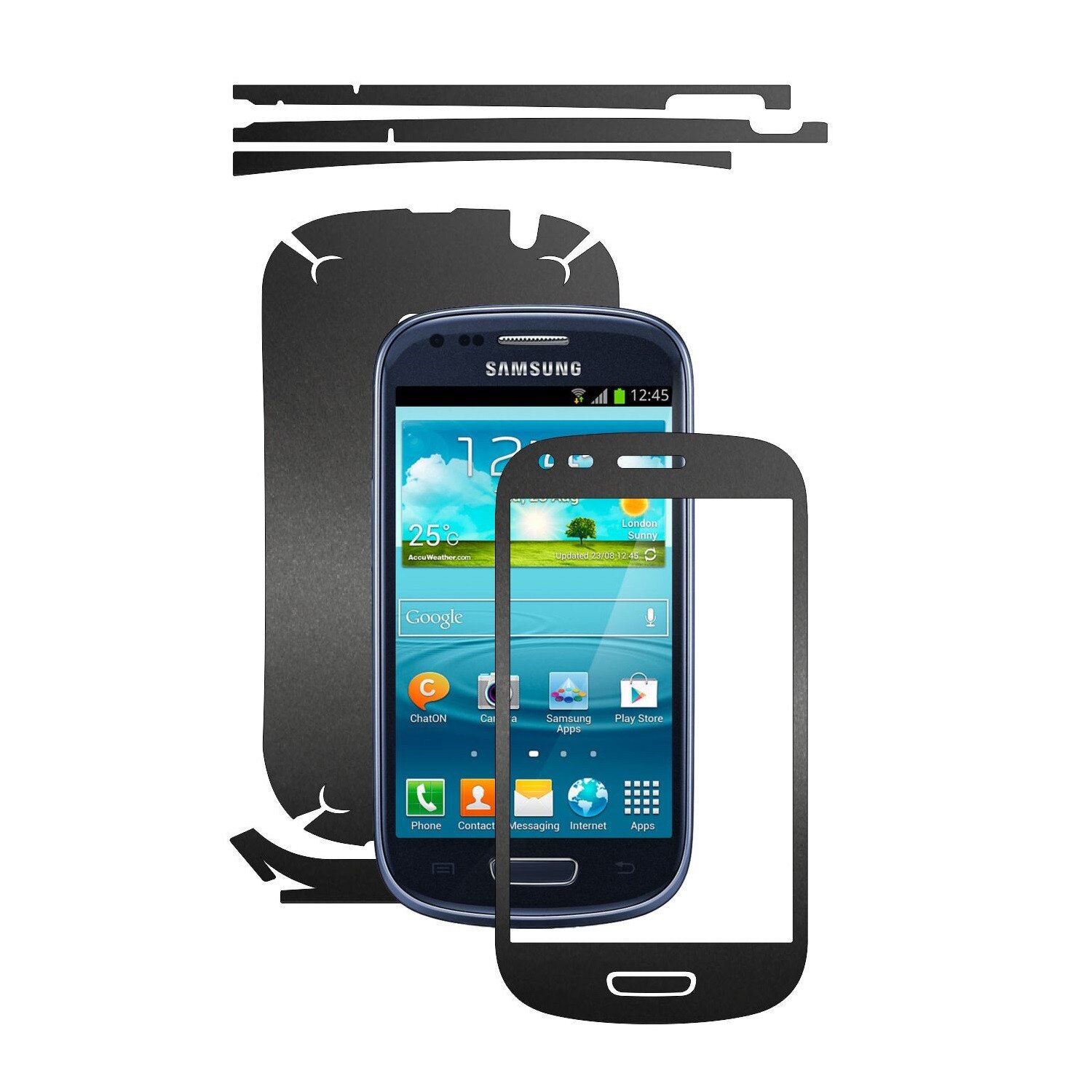 Folie de protectie Carbon Skinz, Husa de tip Skin Adeziv pentru Carcasa, Negru Mat dedicata Samsung Galaxy S3 Mini