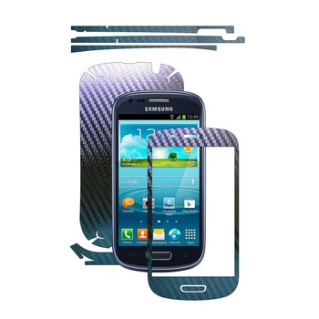Folie de protectie Carbon Skinz, Husa de tip Skin Adeziv pentru Carcasa, Carbon Cameleon dedicata Samsung Galaxy S3 Mini