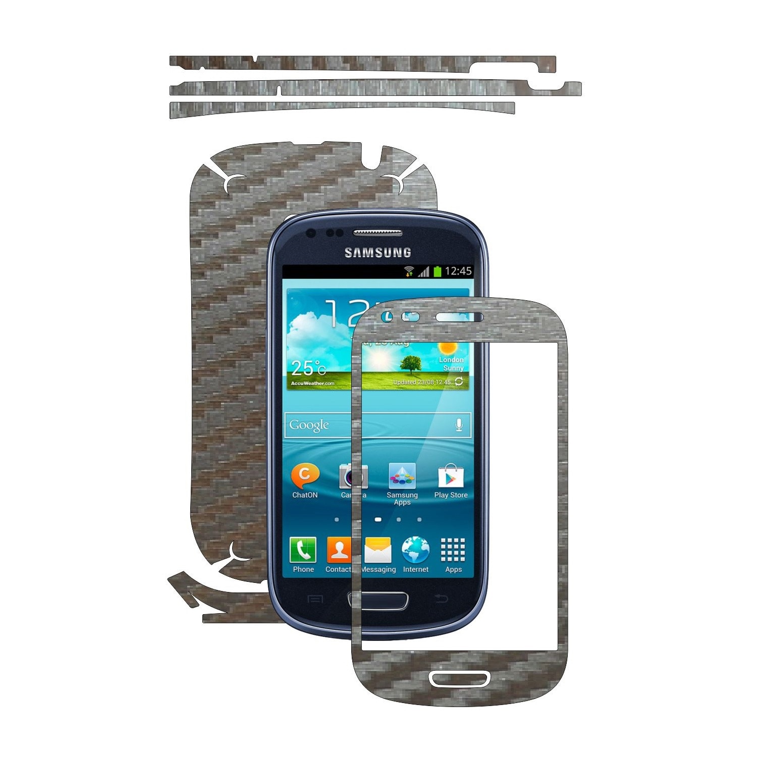 Folie de protectie Carbon Skinz, Husa de tip Skin Adeziv pentru Carcasa, Carbon Gri Argintiu dedicata Samsung Galaxy S3 Mini