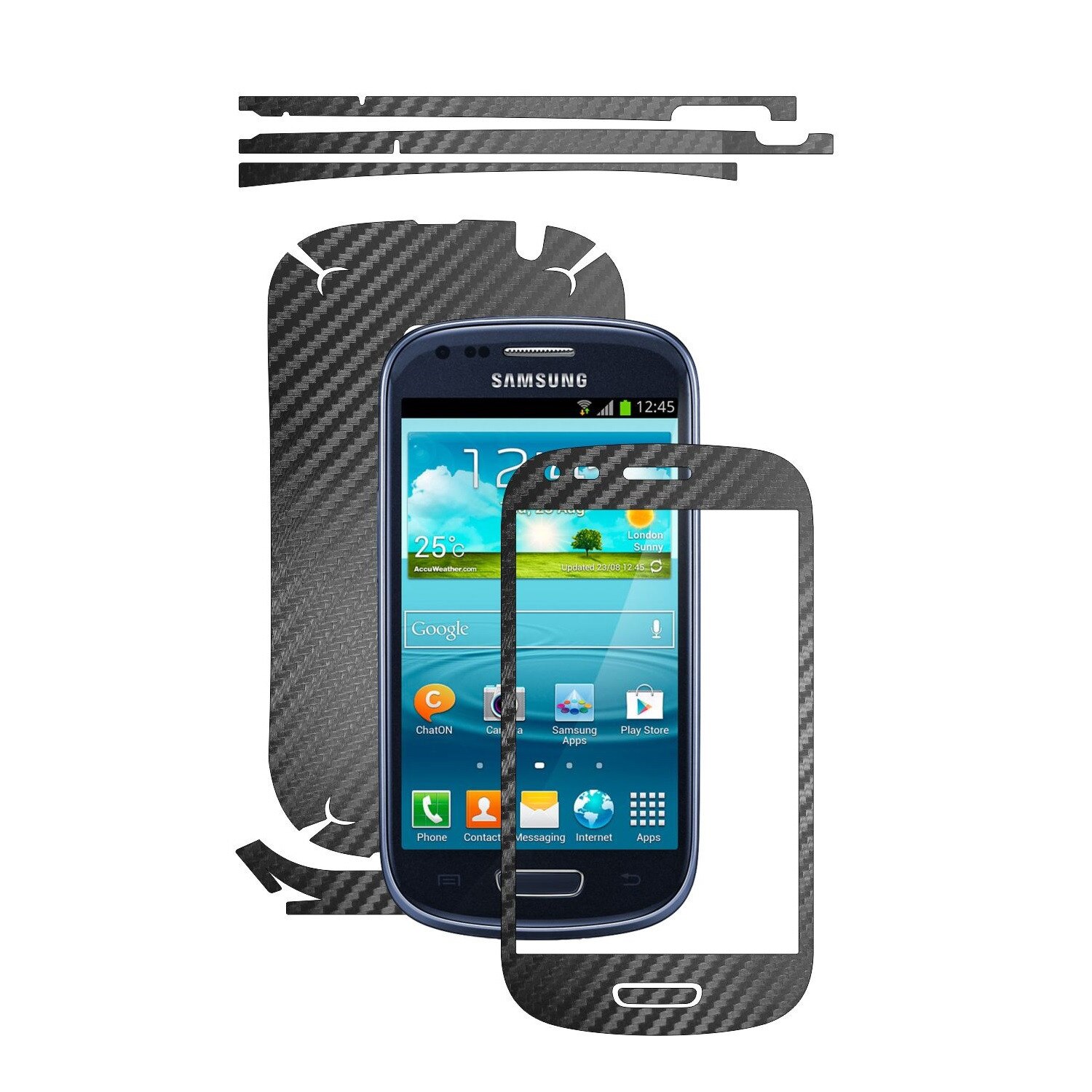 Folie de protectie Carbon Skinz, Husa de tip Skin Adeziv pentru Carcasa, Carbon Negru dedicata Samsung Galaxy S3 Mini