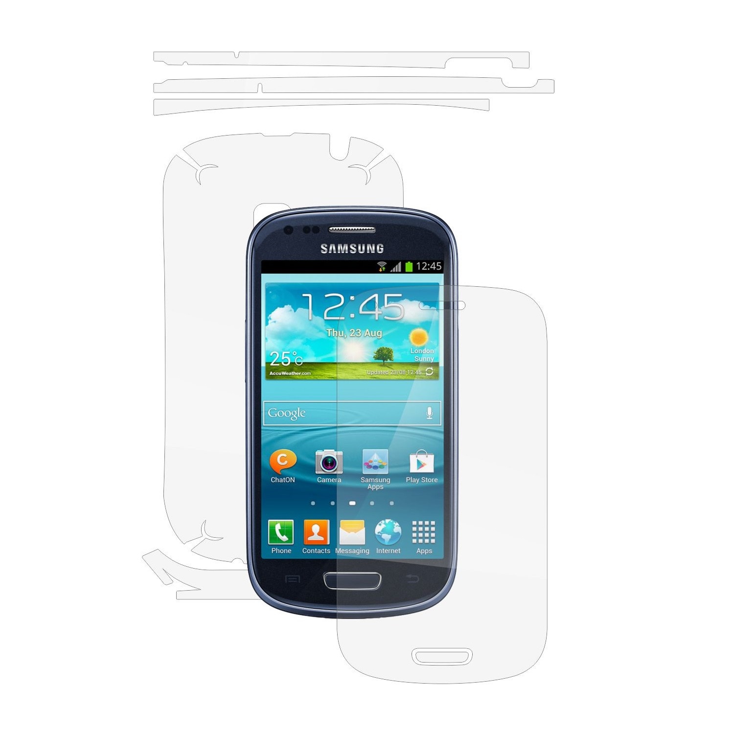 Folie Protectie Full Body Invisible Skinz Ultra-Clear HD, Husa Transparenta de tip Skin Adeziv pentru Carcasa si Ecran, dedicata Samsung Galaxy S3 Mini