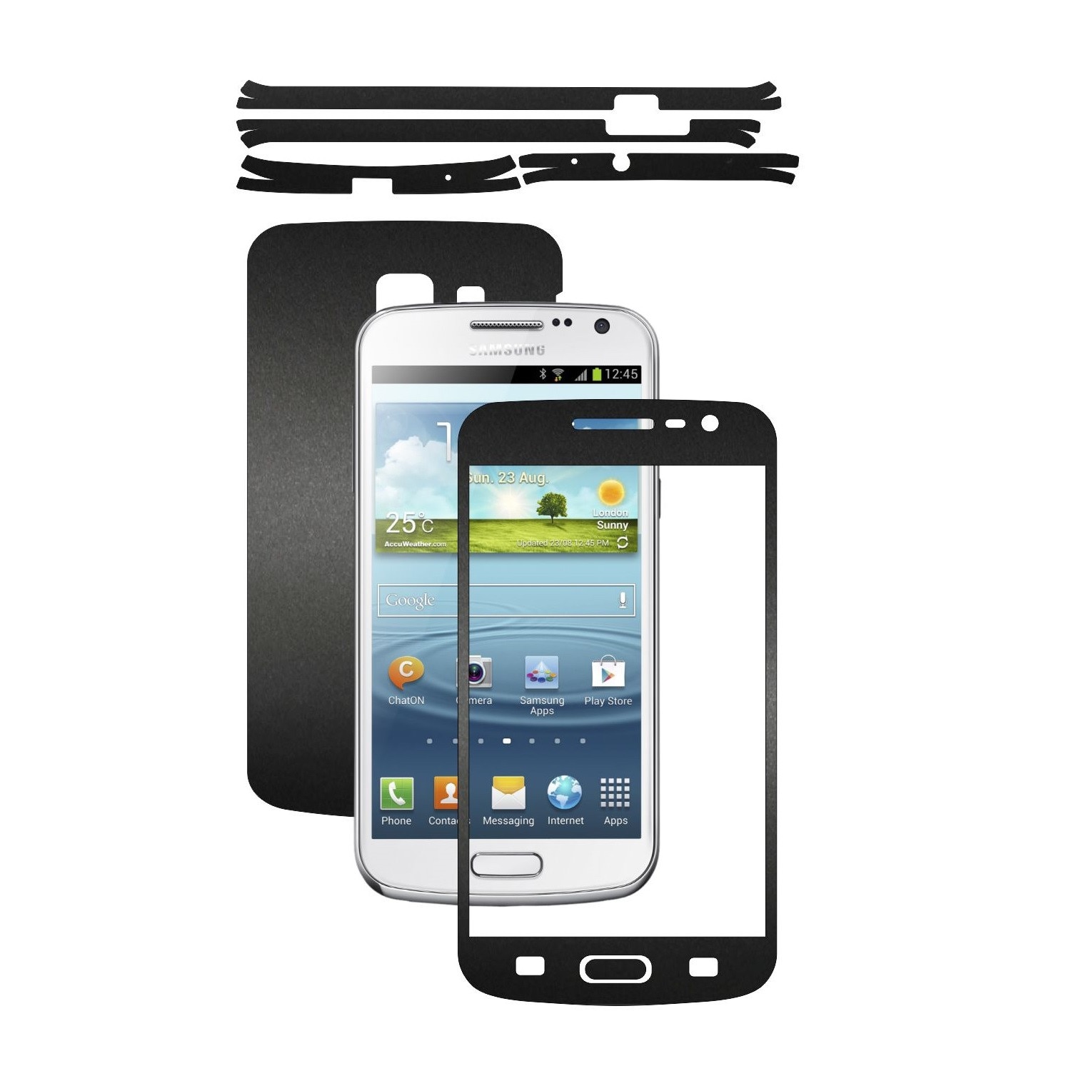 Folie de protectie Carbon Skinz, Husa de tip Skin Adeziv pentru Carcasa, Negru Mat dedicata Samsung Galaxy Premier