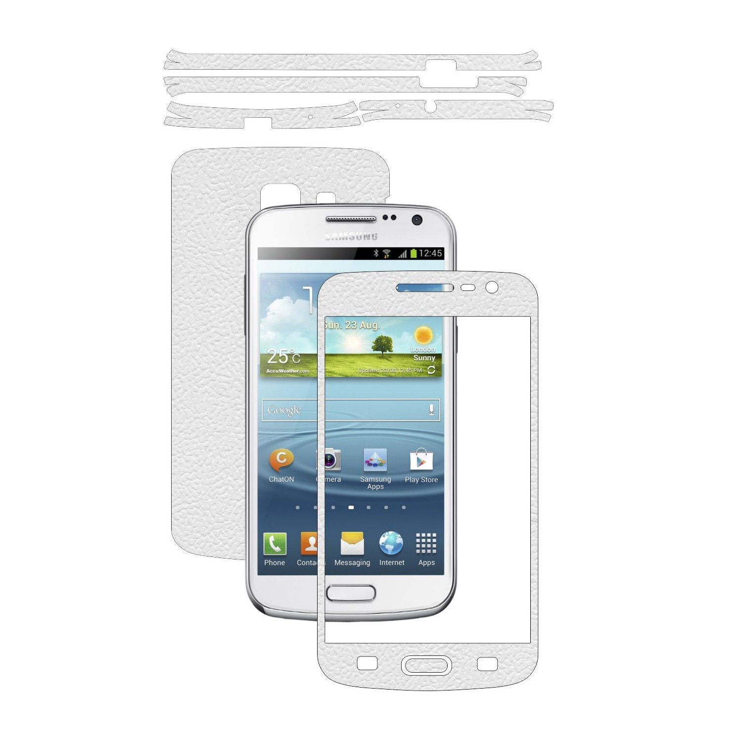Folie de protectie Carbon Skinz, Husa de tip Skin Adeziv pentru Carcasa, Piele Alba dedicata Samsung Galaxy Premier