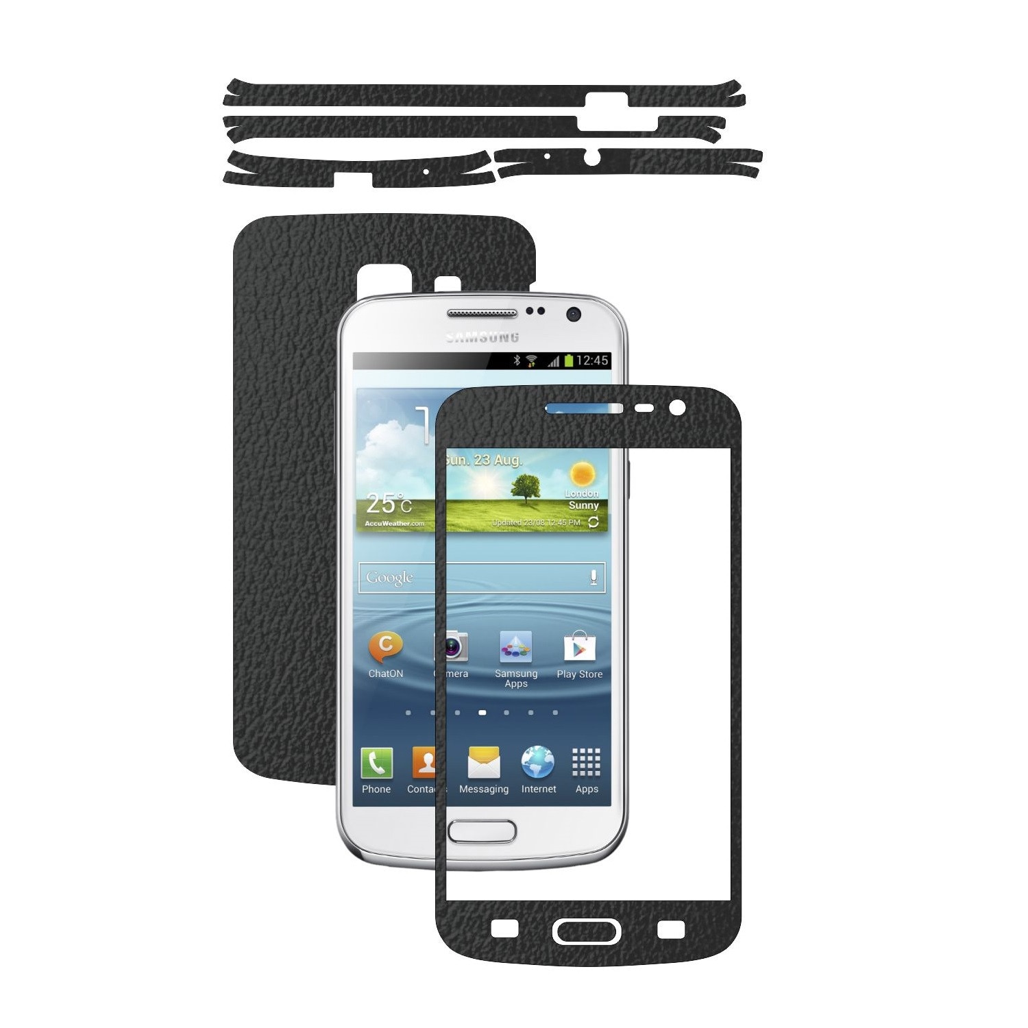 Folie de protectie Carbon Skinz, Husa de tip Skin Adeziv pentru Carcasa, Piele Neagra dedicata Samsung Galaxy Premier