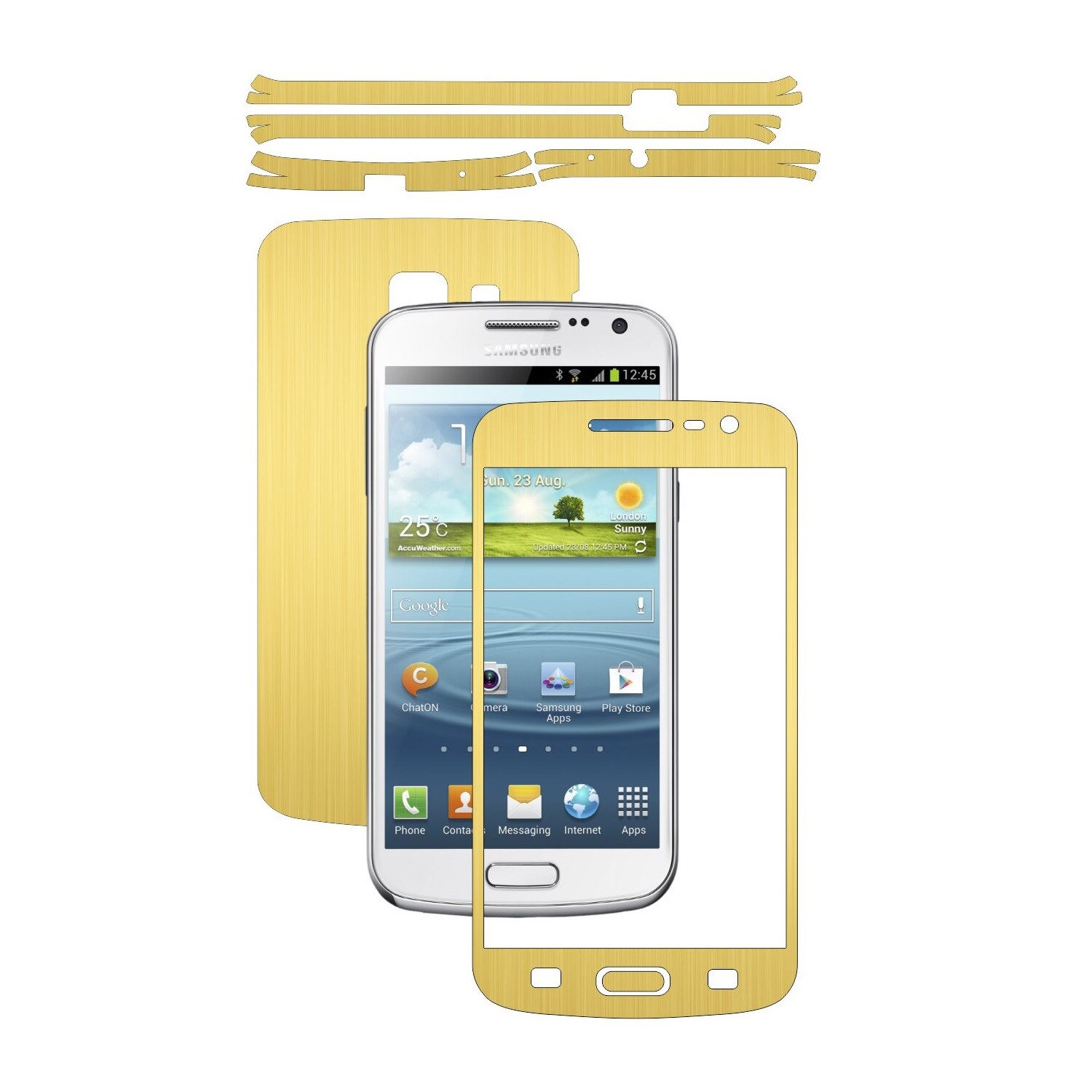 Folie de protectie Carbon Skinz, Husa de tip Skin Adeziv pentru Carcasa, Brushed Auriu dedicata Samsung Galaxy Premier