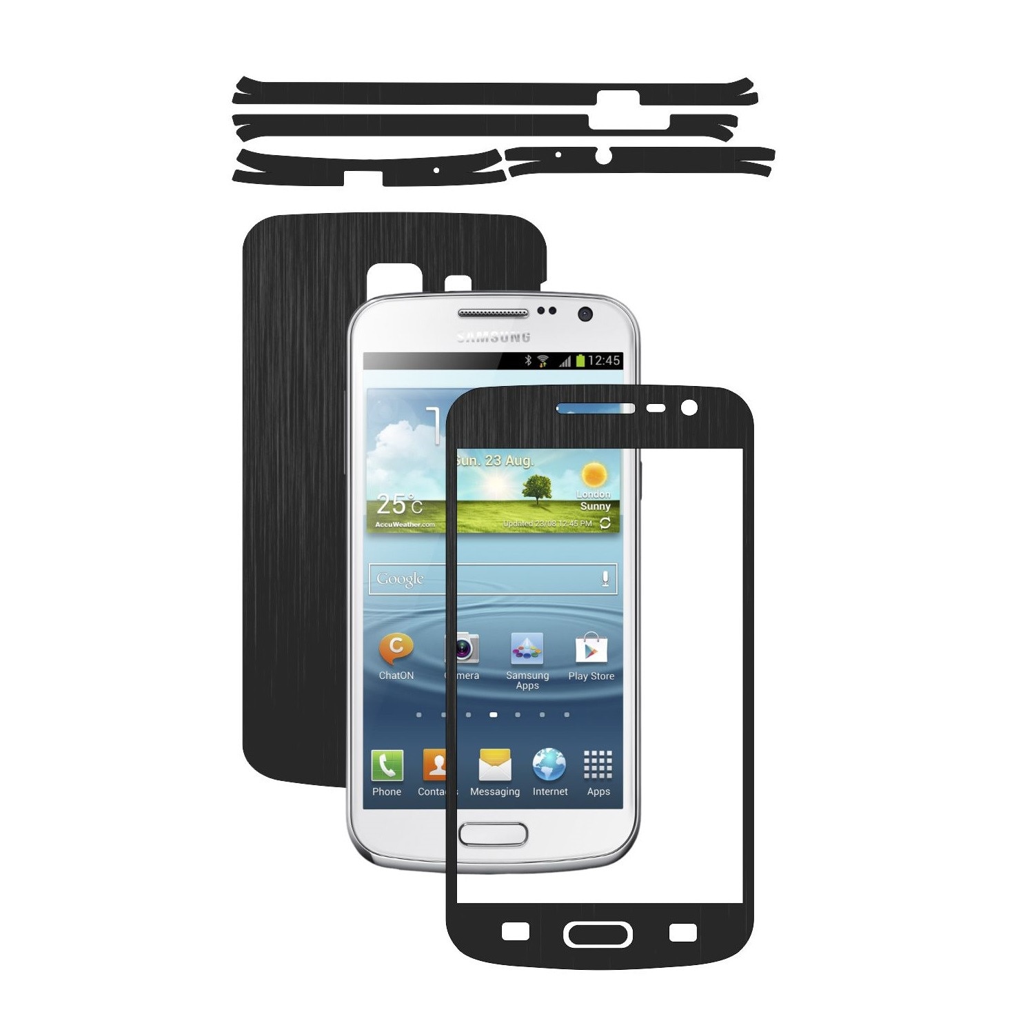 Folie de protectie Carbon Skinz, Husa de tip Skin Adeziv pentru Carcasa, Brushed Negru dedicata Samsung Galaxy Premier