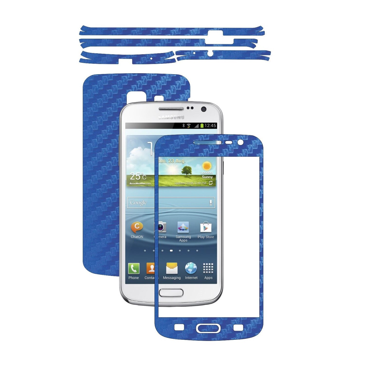 Folie de protectie Carbon Skinz, Husa de tip Skin Adeziv pentru Carcasa, Carbon Albastru dedicata Samsung Galaxy Premier