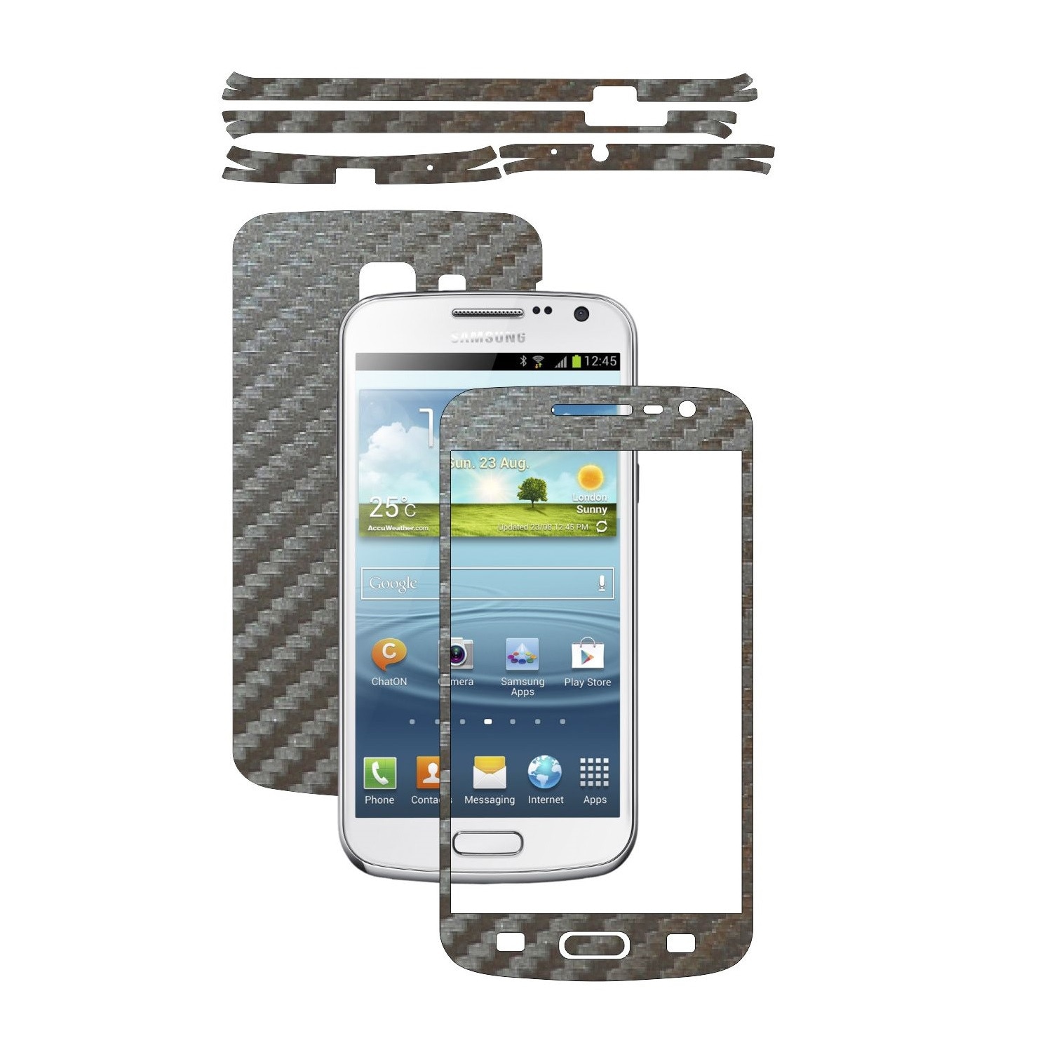 Folie de protectie Carbon Skinz, Husa de tip Skin Adeziv pentru Carcasa, Carbon Gri Argintiu dedicata Samsung Galaxy Premier