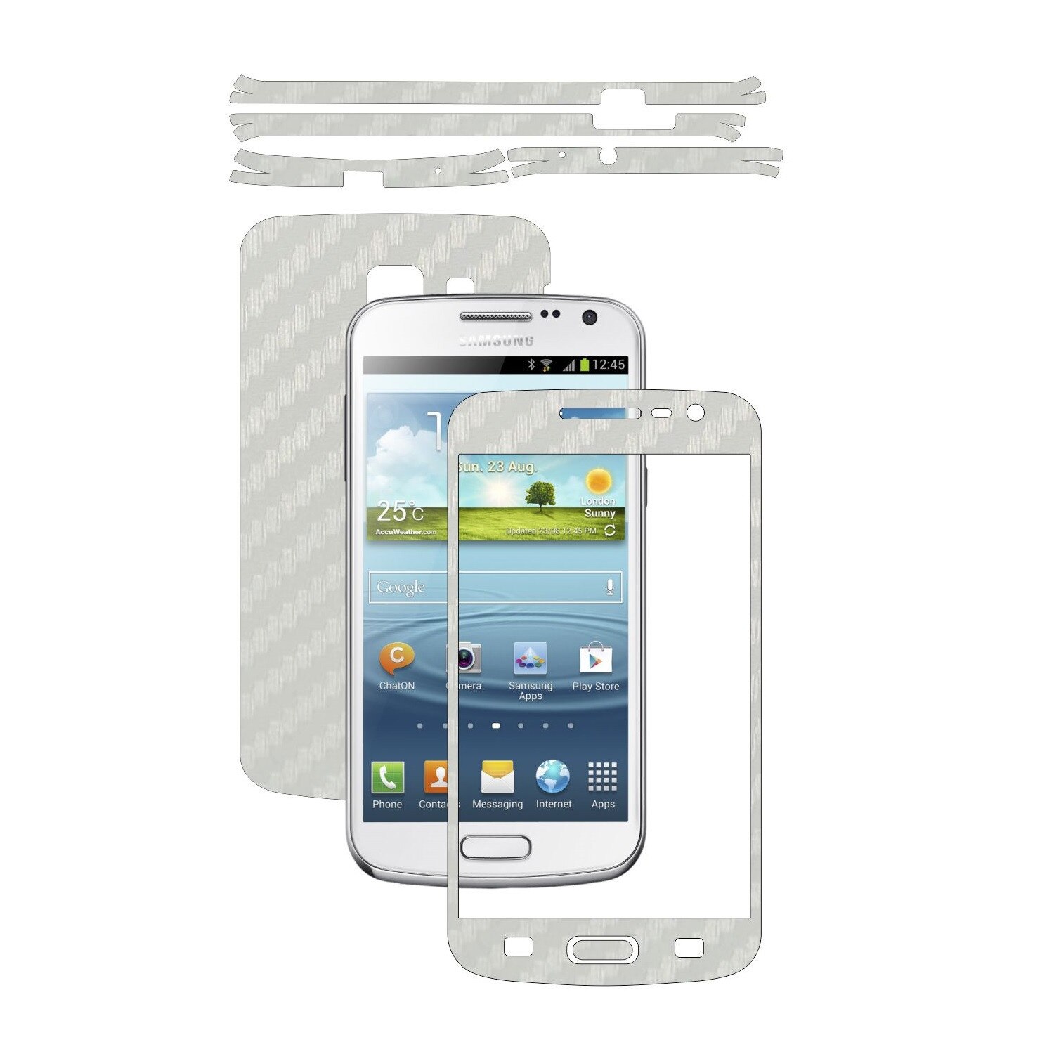 Folie de protectie Carbon Skinz, Husa de tip Skin Adeziv pentru Carcasa, Carbon Alb dedicata Samsung Galaxy Premier