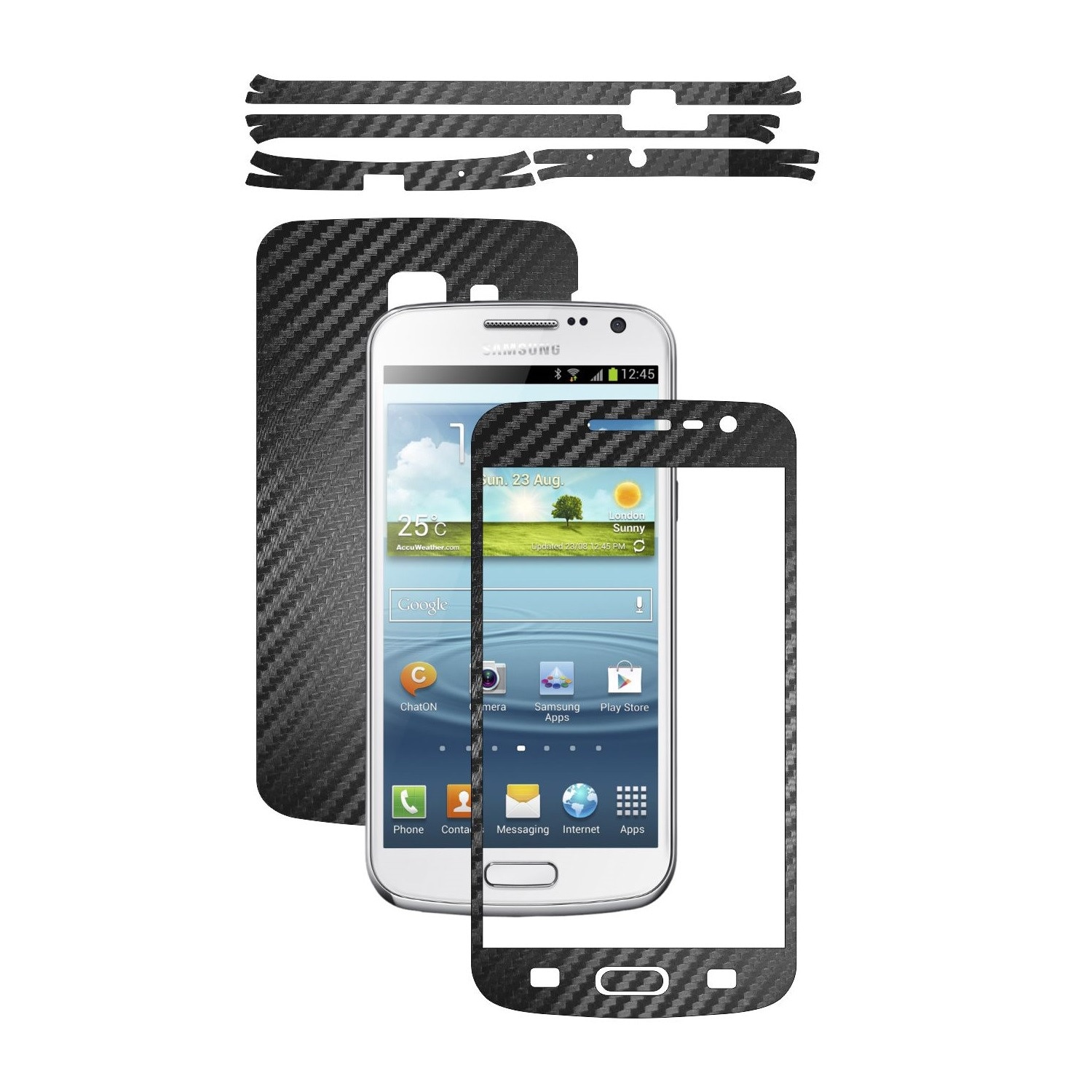 Folie de protectie Carbon Skinz, Husa de tip Skin Adeziv pentru Carcasa, Carbon Negru dedicata Samsung Galaxy Premier