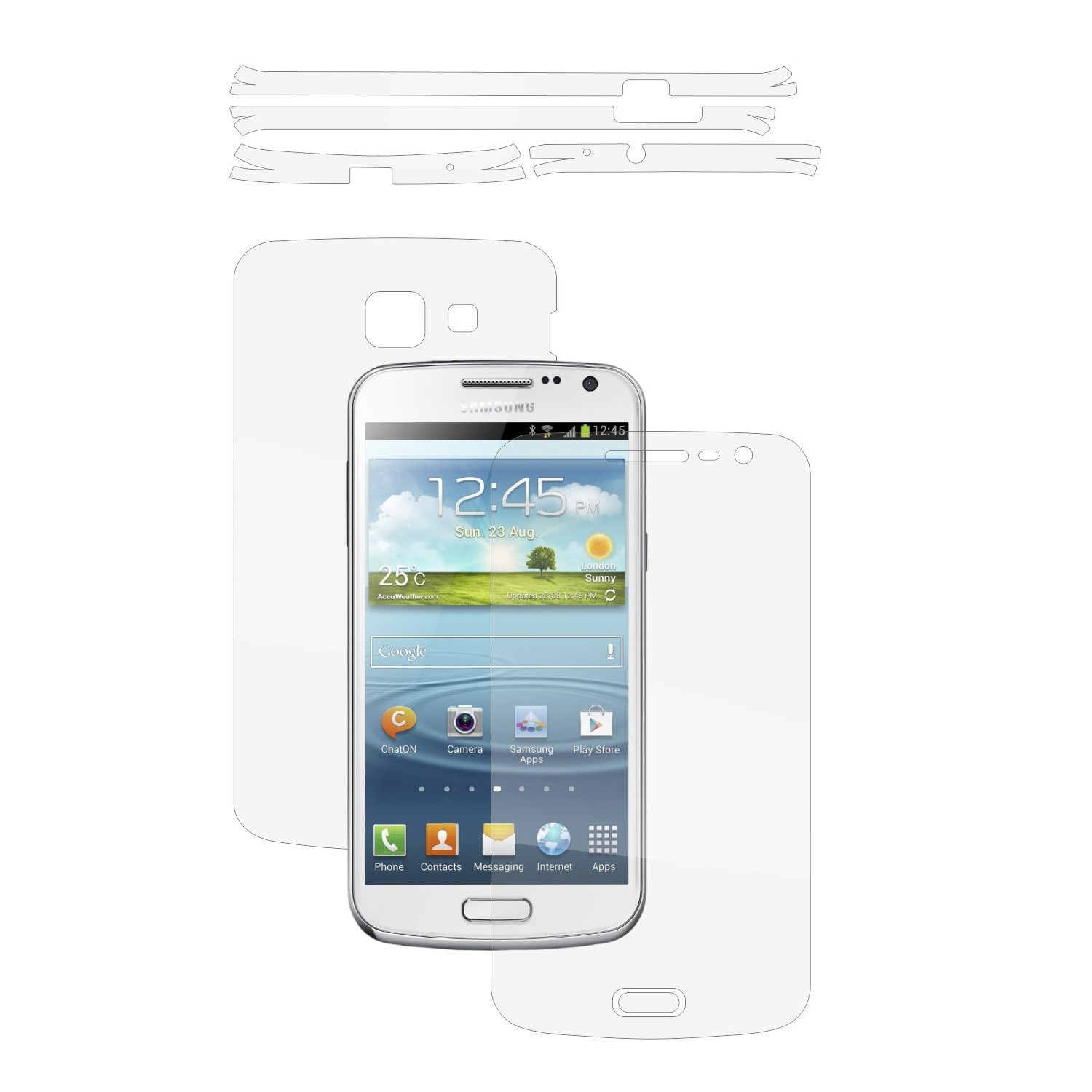 Folie Protectie Full Body Invisible Skinz Ultra-Clear HD, Husa Transparenta de tip Skin Adeziv pentru Carcasa si Ecran, dedicata Samsung Galaxy Premier
