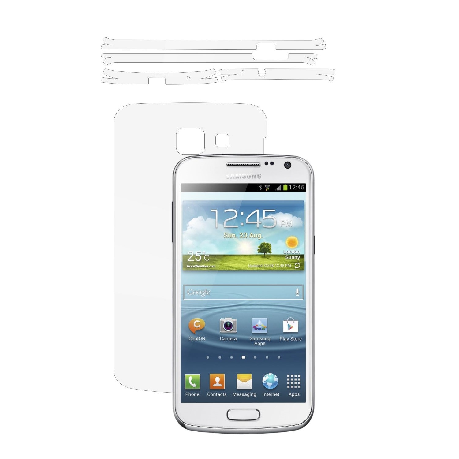 Folie Protectie Invisible Skinz Ultra-Clear AutoRegeneranta, Husa Transparenta de tip Skin Adeziv pentru Carcasa si Laterale, dedicata Samsung Galaxy Premier