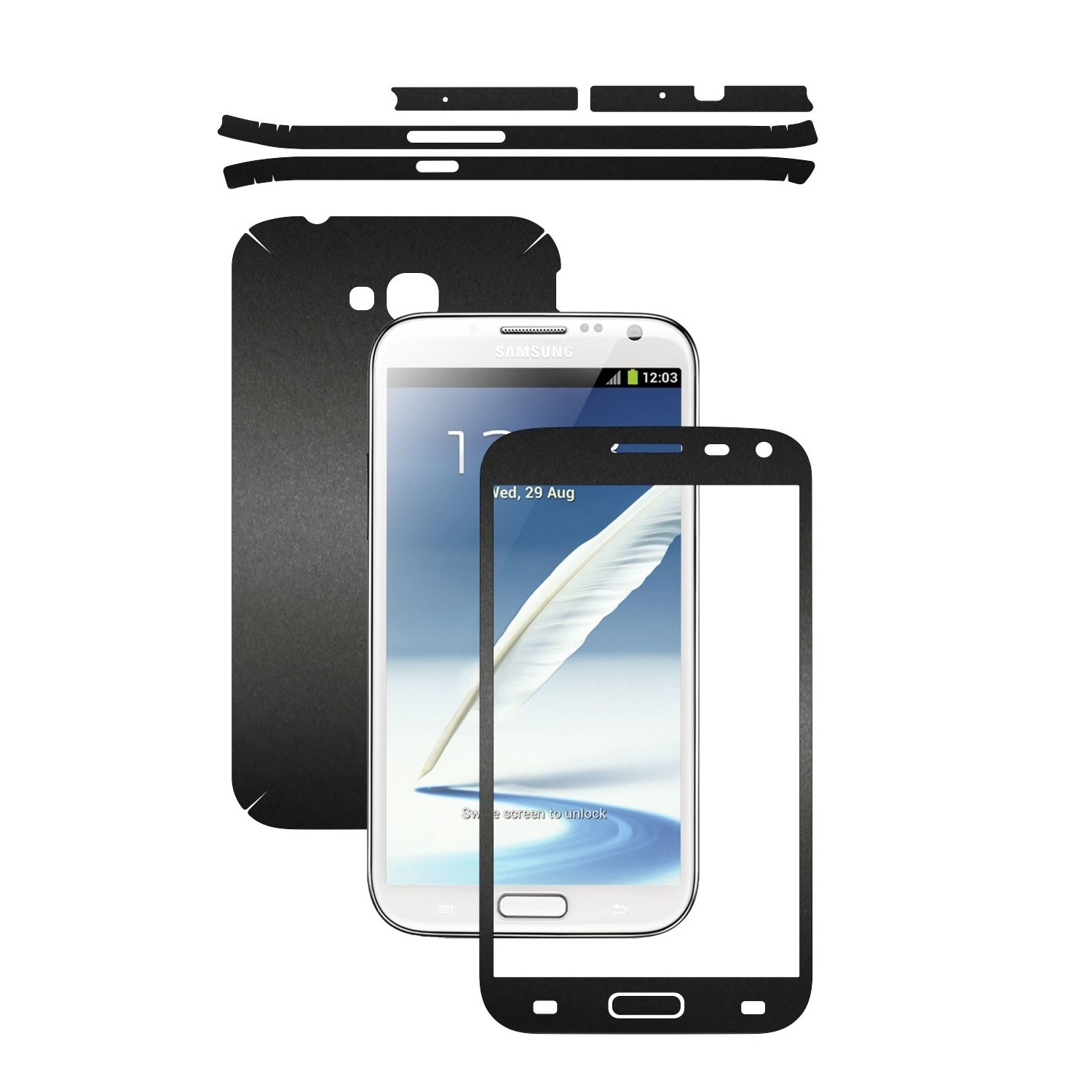 Folie de protectie Carbon Skinz, Husa de tip Skin Adeziv pentru Carcasa, Negru Mat dedicata Samsung Galaxy Note 2