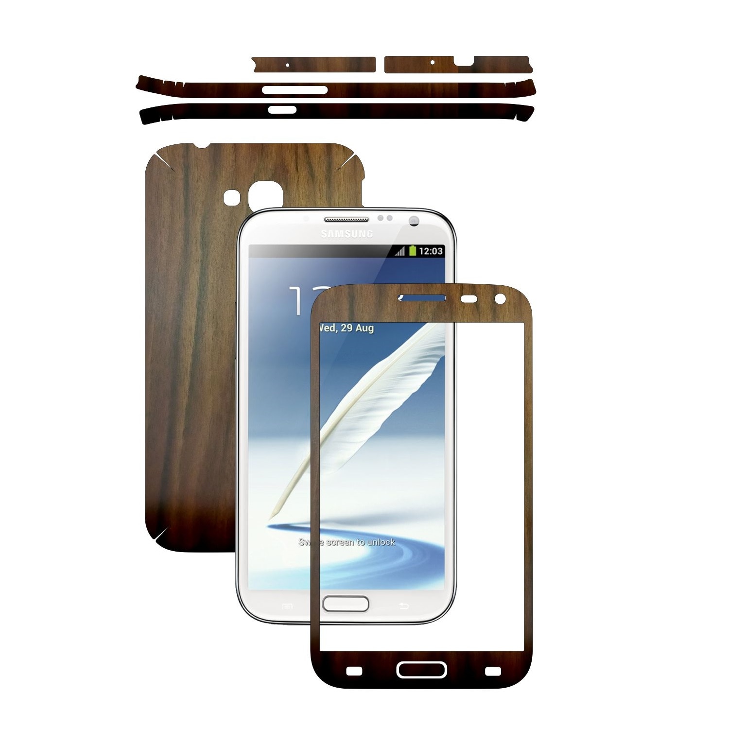Folie de protectie Carbon Skinz, Husa de tip Skin Adeziv pentru Carcasa, Lemn Nuc Inchis dedicata Samsung Galaxy Note 2