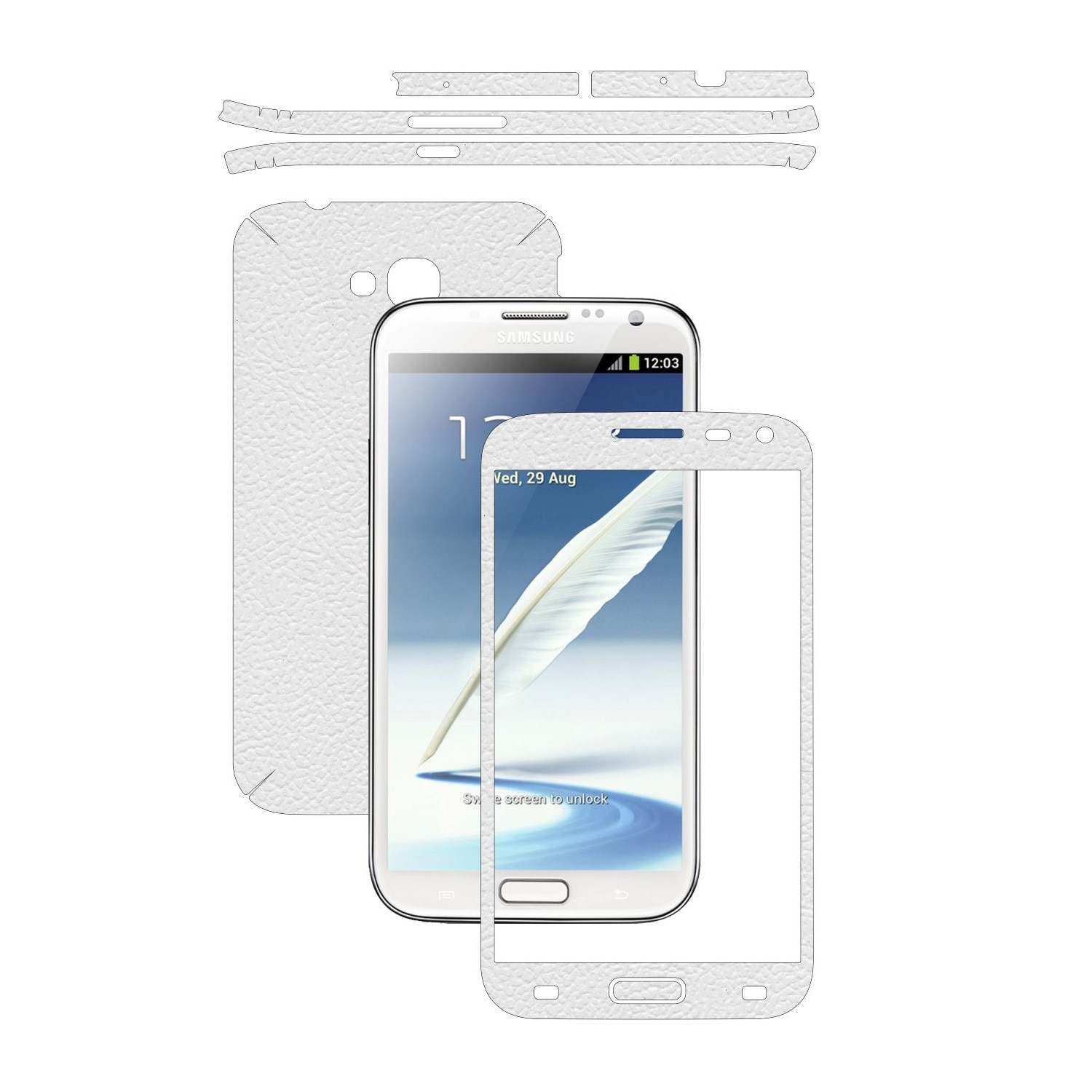 Folie de protectie Carbon Skinz, Husa de tip Skin Adeziv pentru Carcasa, Piele Alba dedicata Samsung Galaxy Note 2