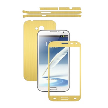Folie de protectie Carbon Skinz, Husa de tip Skin Adeziv pentru Carcasa, Brushed Auriu dedicata Samsung Galaxy Note 2
