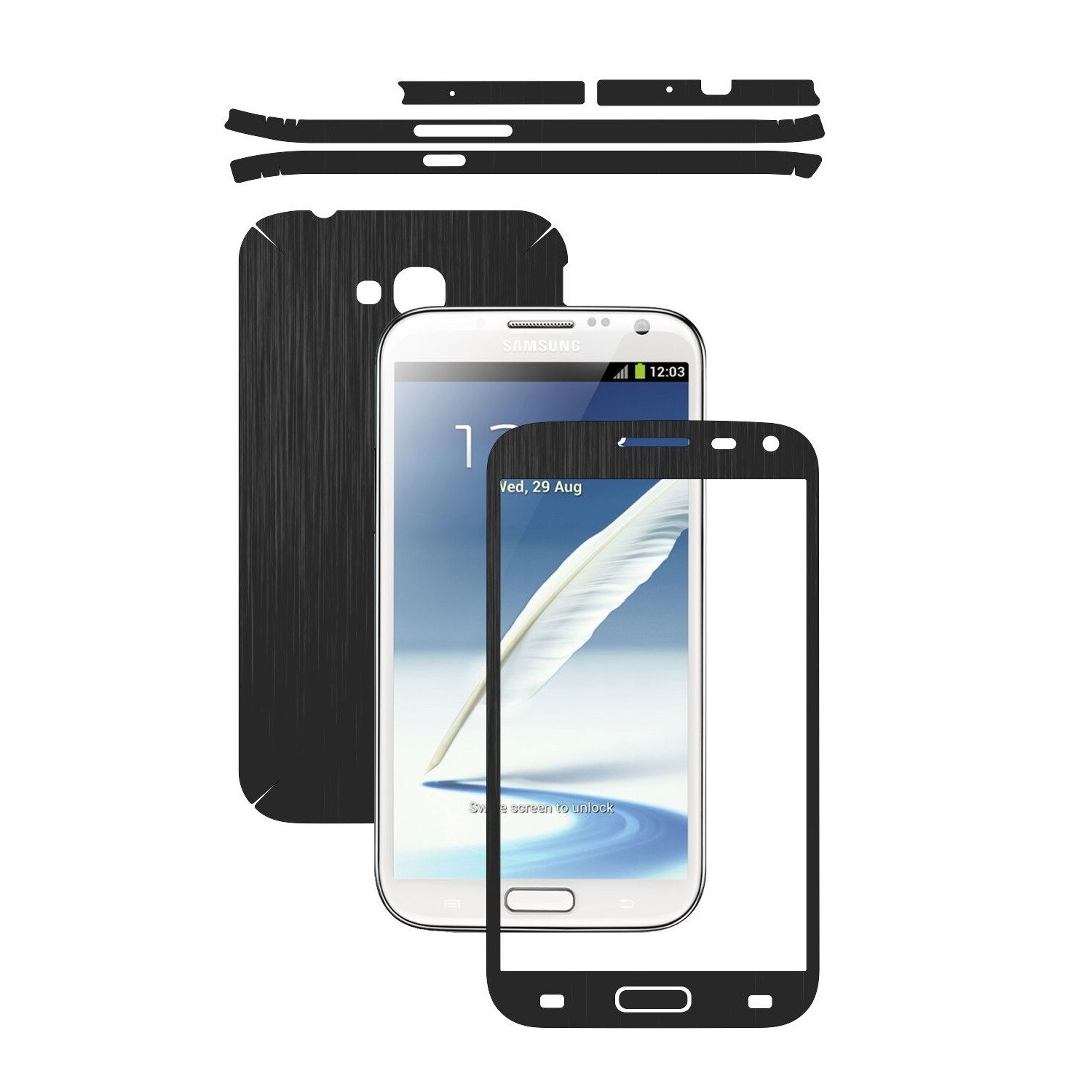 Folie de protectie Carbon Skinz, Husa de tip Skin Adeziv pentru Carcasa, Brushed Negru dedicata Samsung Galaxy Note 2