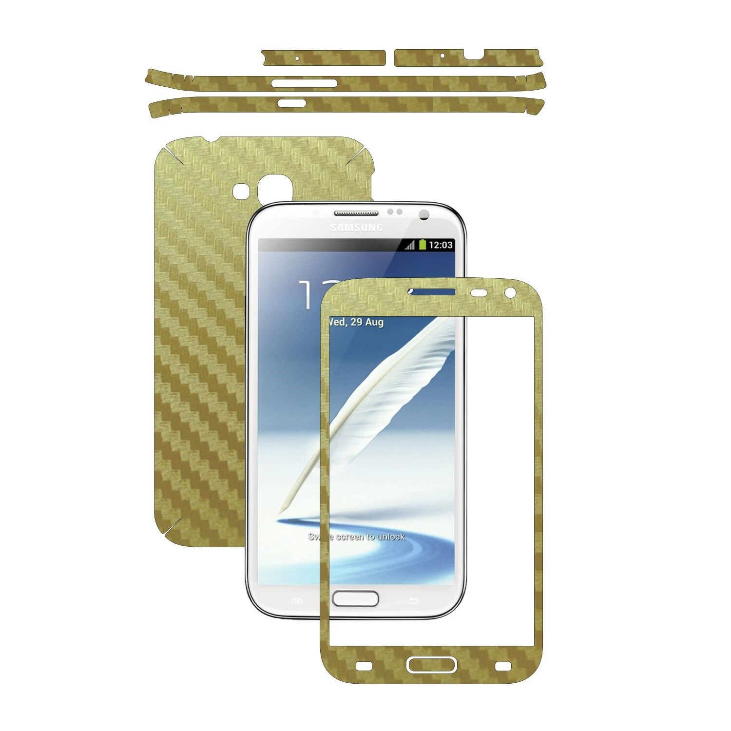 Folie de protectie Carbon Skinz, Husa de tip Skin Adeziv pentru Carcasa, Carbon Auriu dedicata Samsung Galaxy Note 2