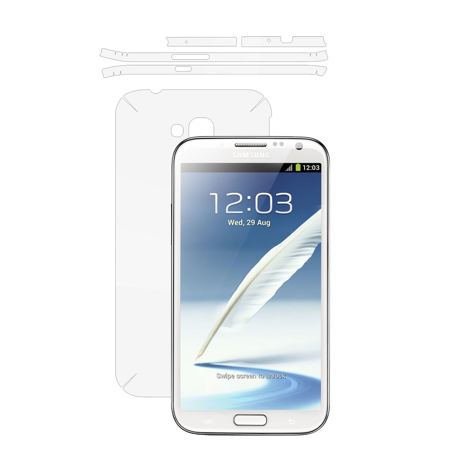 Folie Protectie Invisible Skinz Ultra-Clear AutoRegeneranta, Husa Transparenta de tip Skin Adeziv pentru Carcasa si Laterale, dedicata Samsung Galaxy Note 2