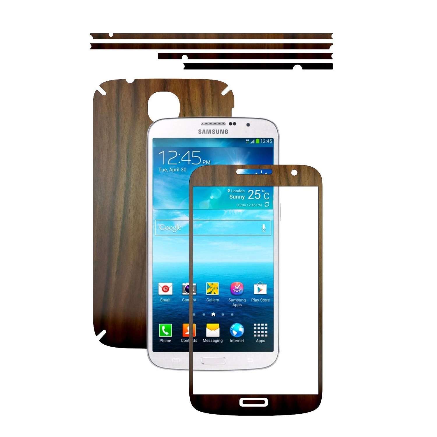 Folie de protectie Carbon Skinz, Husa de tip Skin Adeziv pentru Carcasa, Lemn Nuc Inchis dedicata Samsung Galaxy Mega 6.3