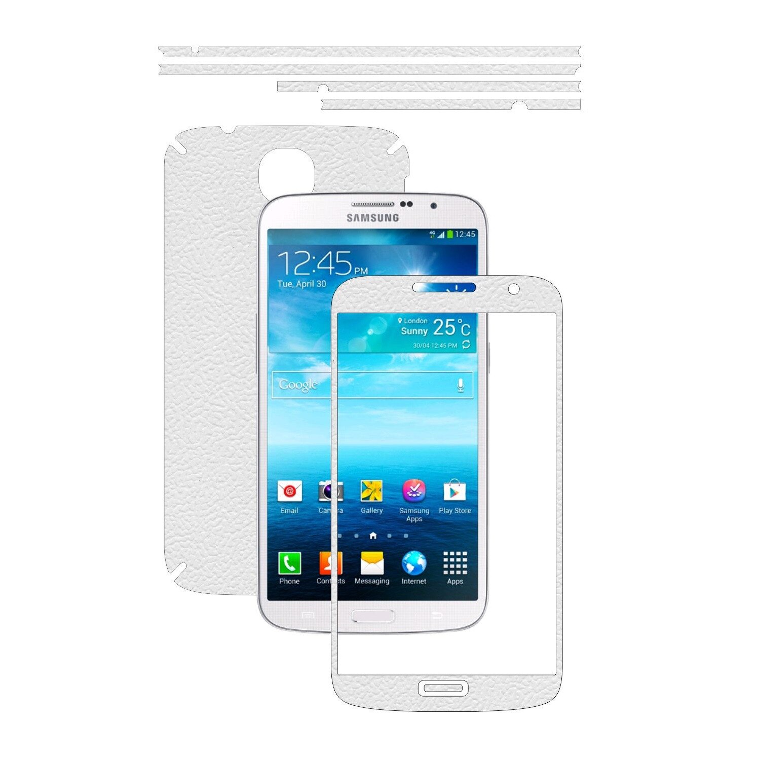 Folie de protectie Carbon Skinz, Husa de tip Skin Adeziv pentru Carcasa, Piele Alba dedicata Samsung Galaxy Mega 6.3